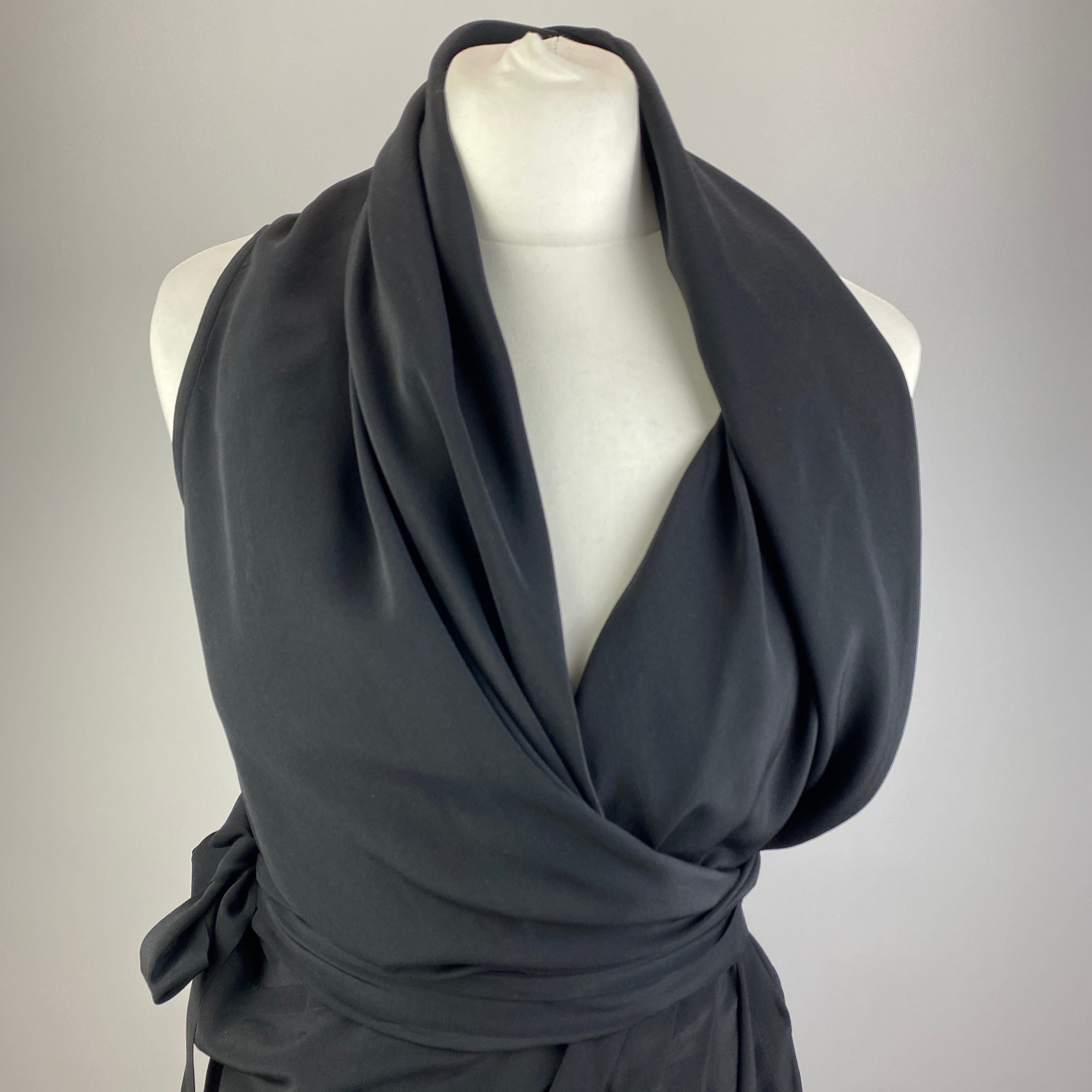 Rick Owens £930 Black Silk Wrap Tulip Dress M