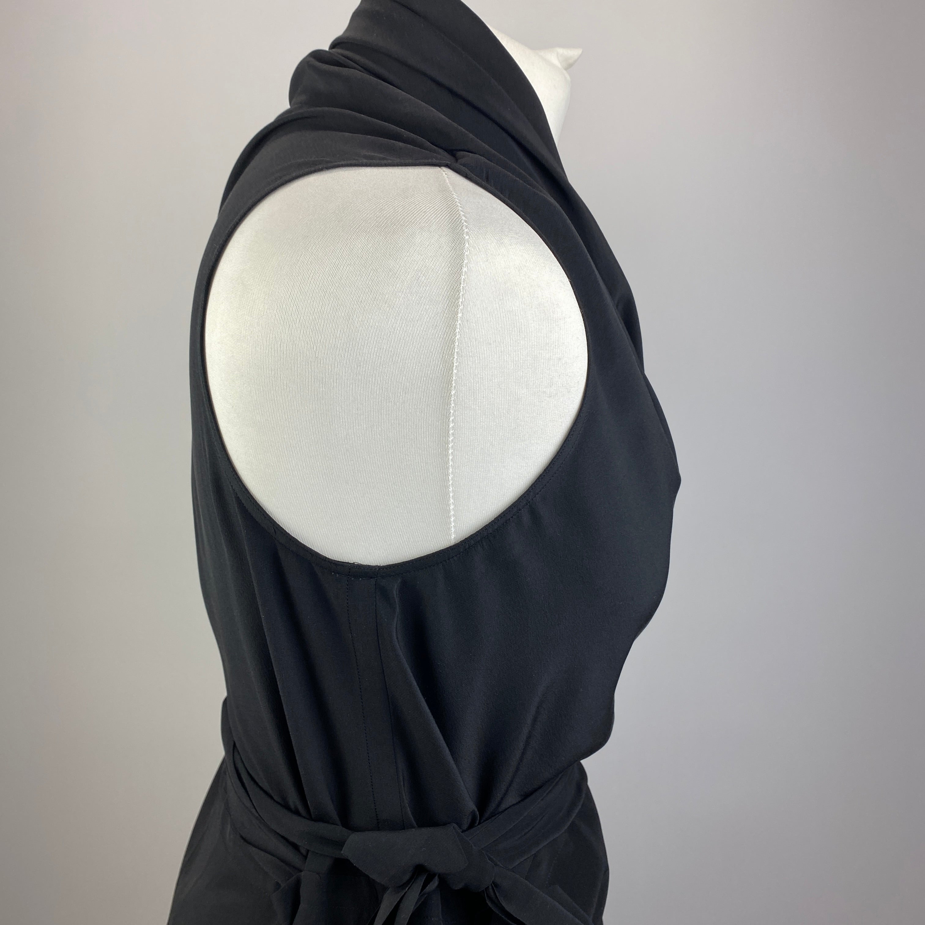Rick Owens £930 Black Silk Wrap Tulip Dress M