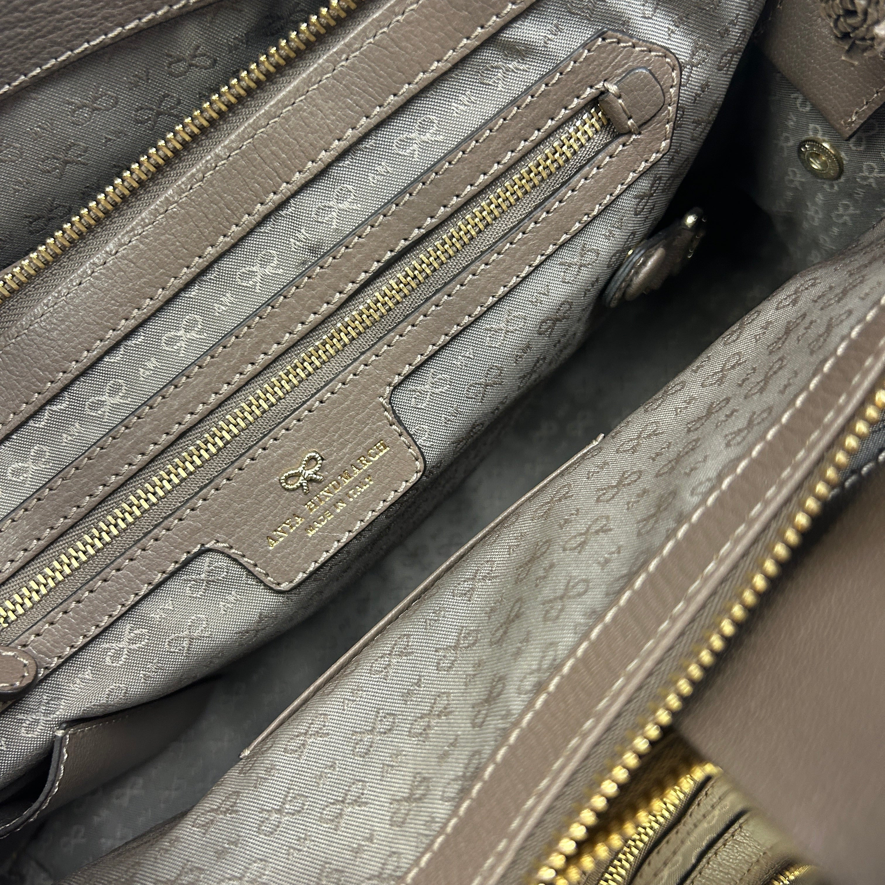 Anya Hindmarch Taupe & Cocoa Calf Albion Tote Bag