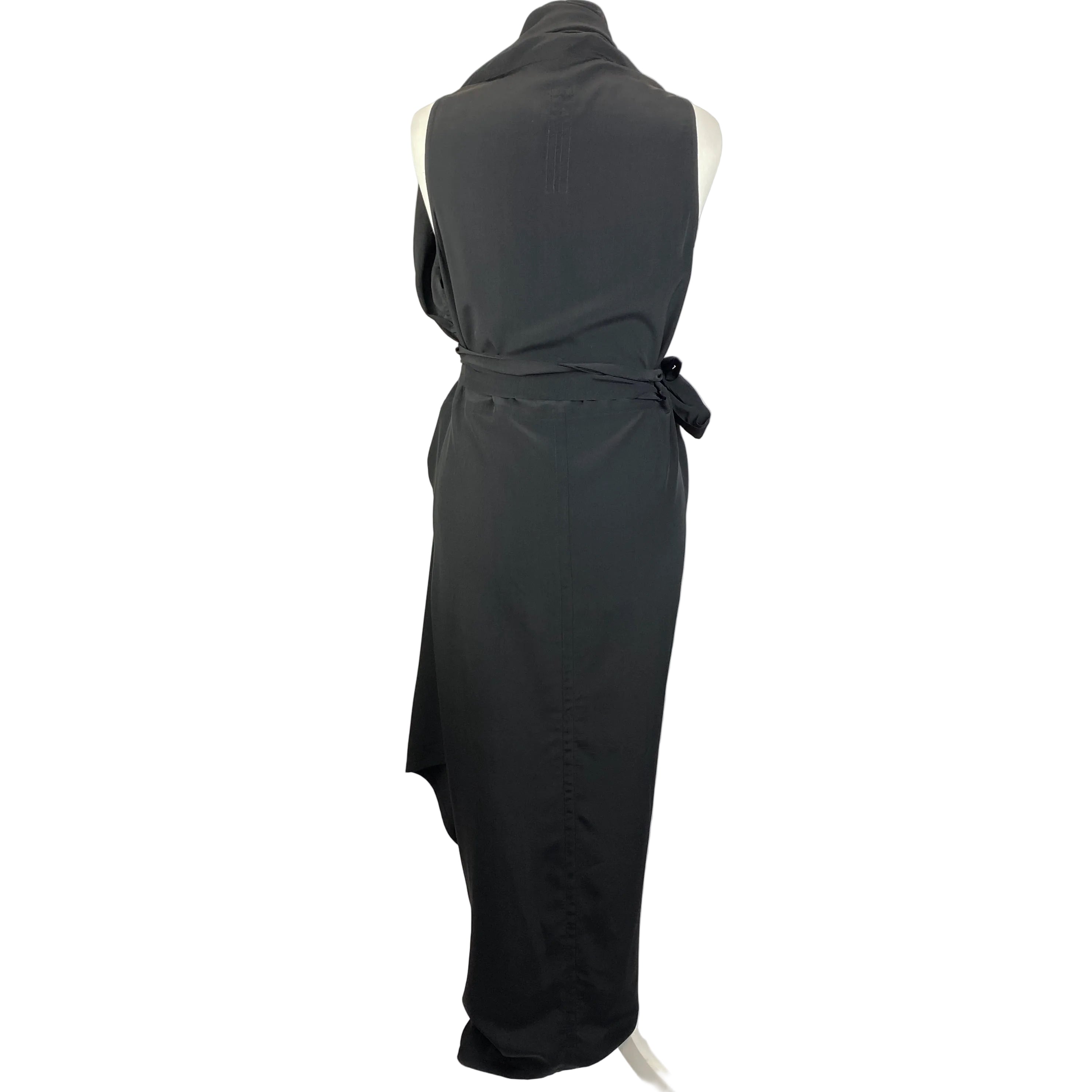 Rick Owens £930 Black Silk Wrap Tulip Dress M