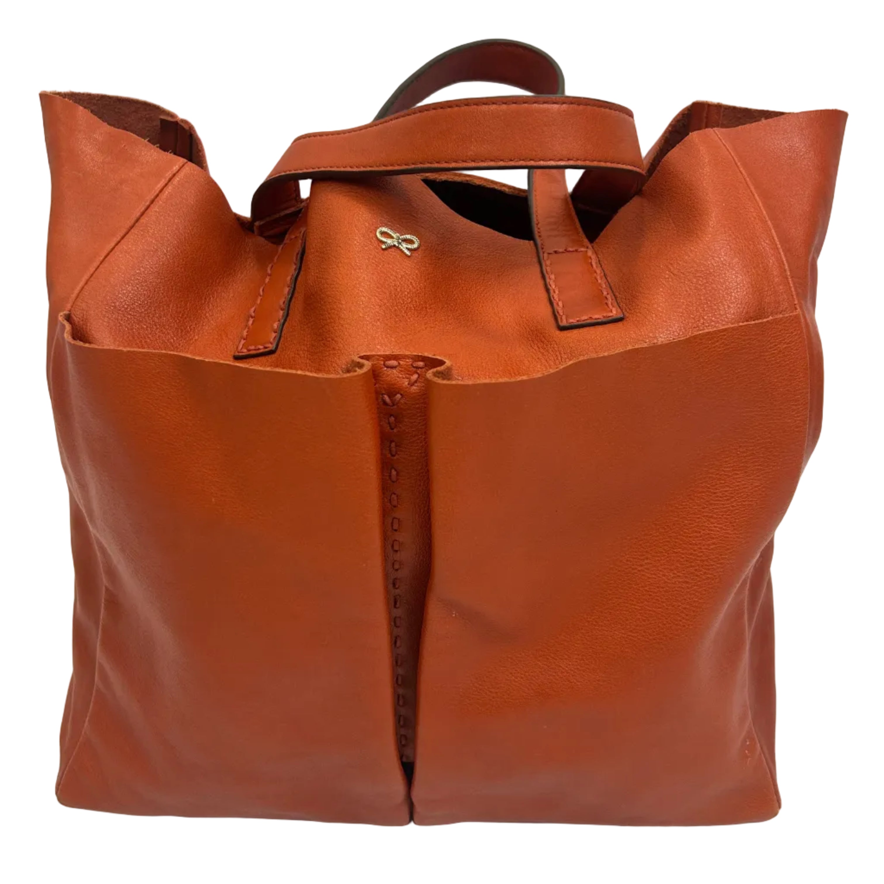 Anya Hindmarch Orange Topstitched Nevis Large Tote Bag