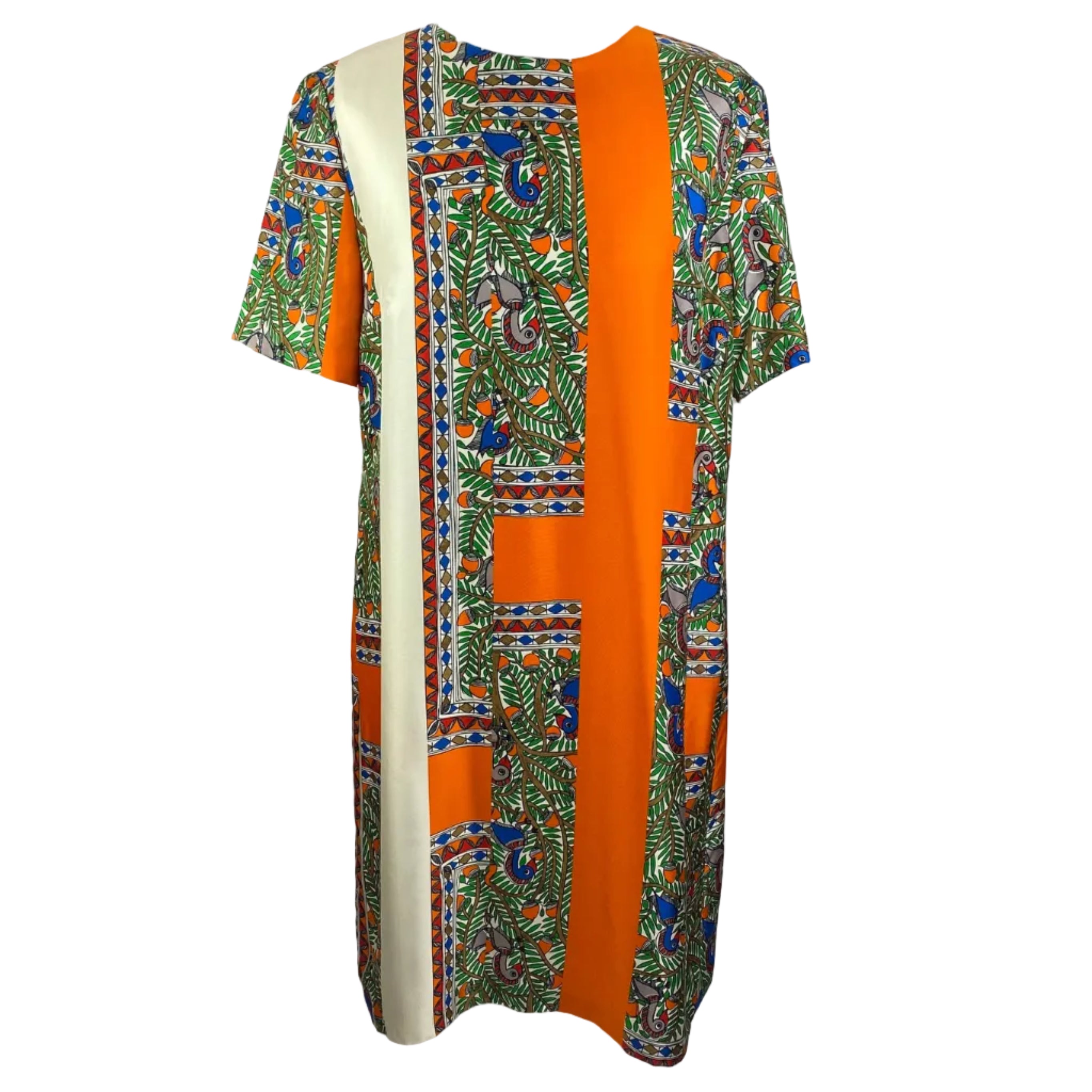 Tory Burch Vibrant Bird Print Silk Twill Midi Dress L