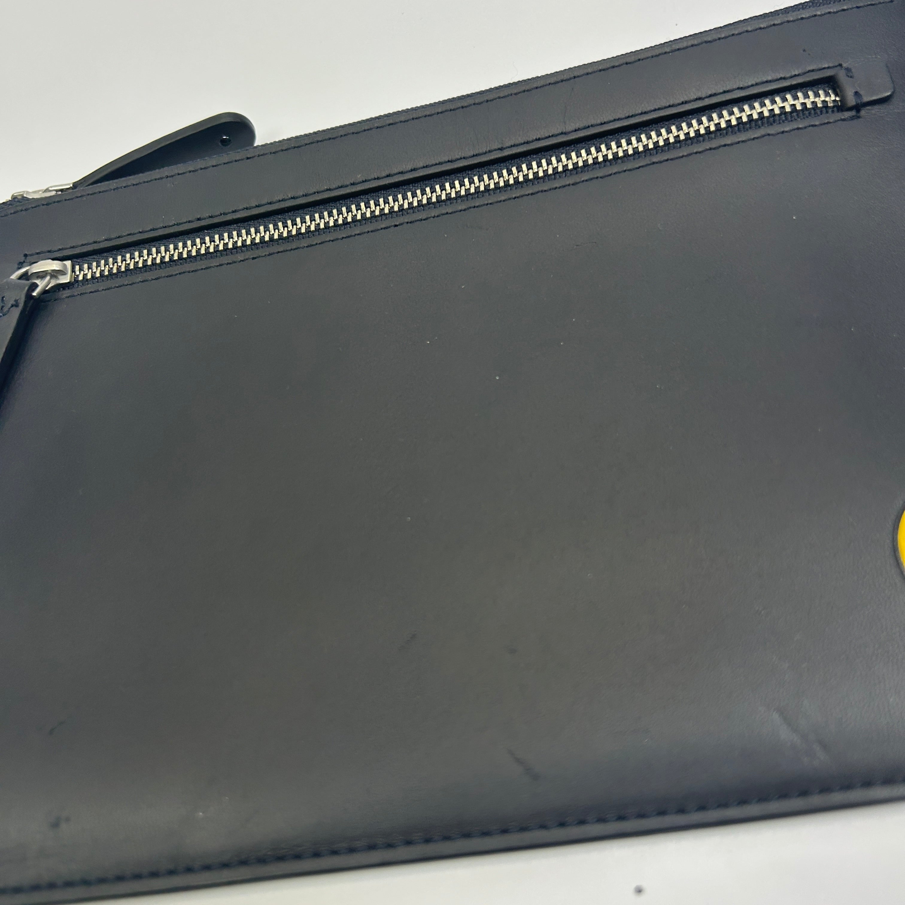 Anya Hindmarch Deep Navy Winking Smilie Zippered A2 Case