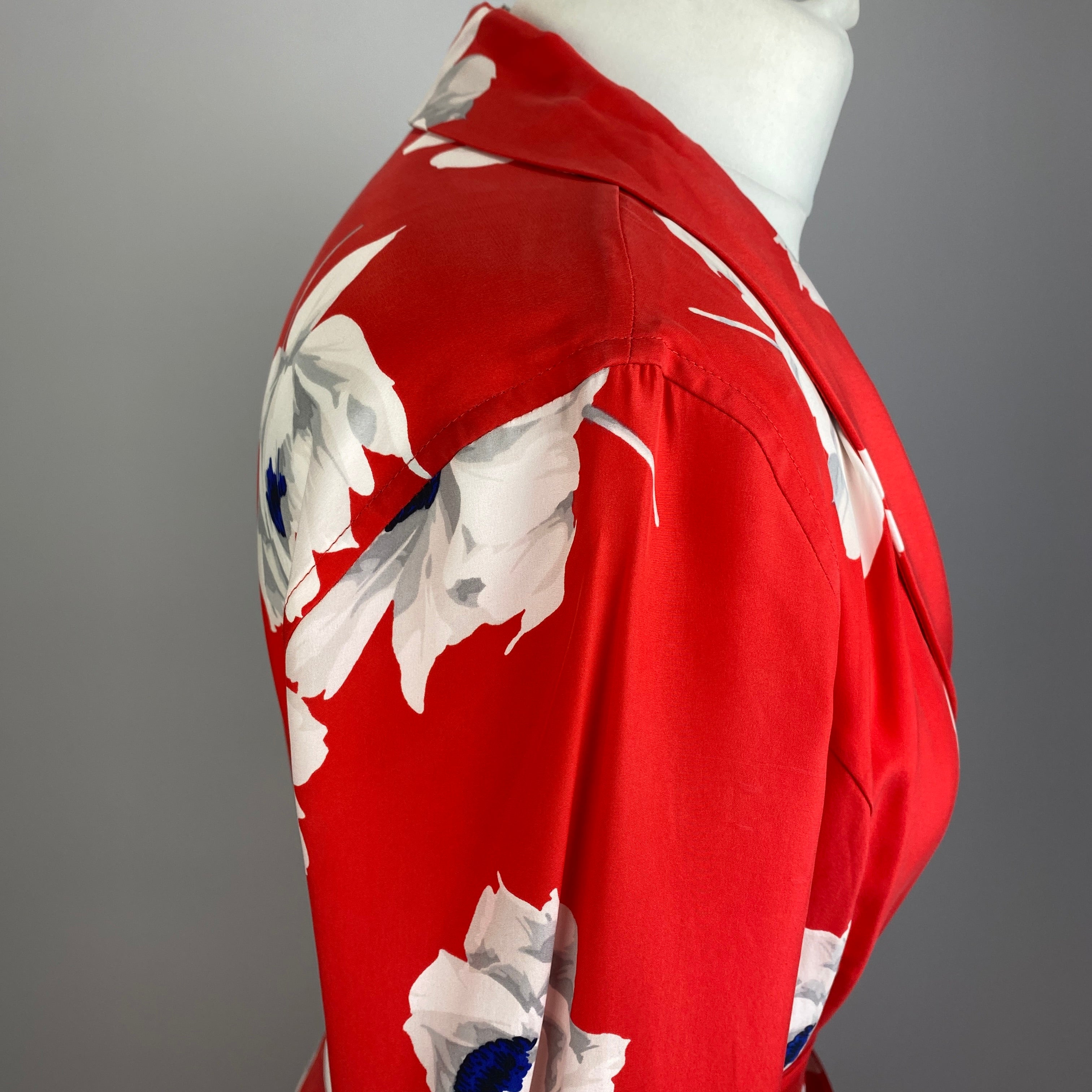 Equipment Soft Red Floral Print Silk Wrap Dress M