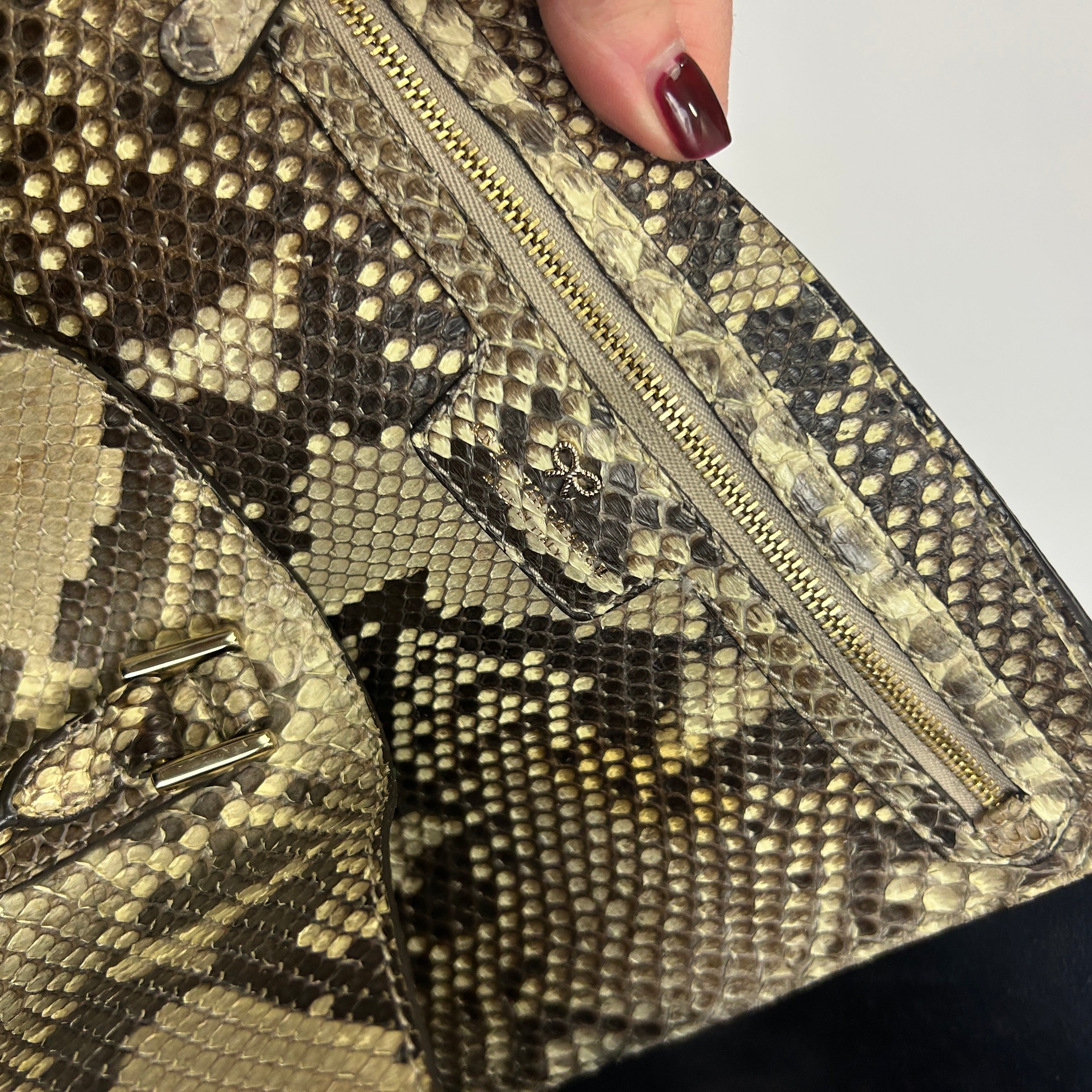 Anya Hindmarch Cream Maxi Python Tote Bag