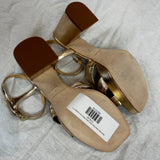 Reformation Brand New Gold Leather Block Heel Sandals 37.5