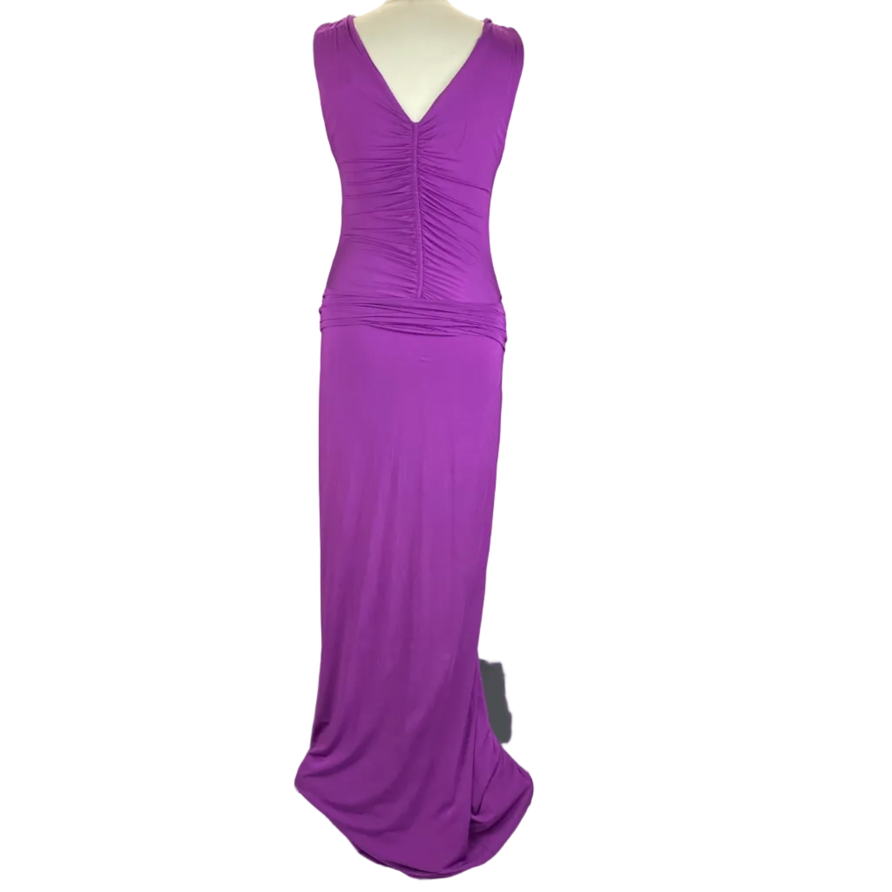 Etro Violet Silky Jersey Ruched Maxi Dress M