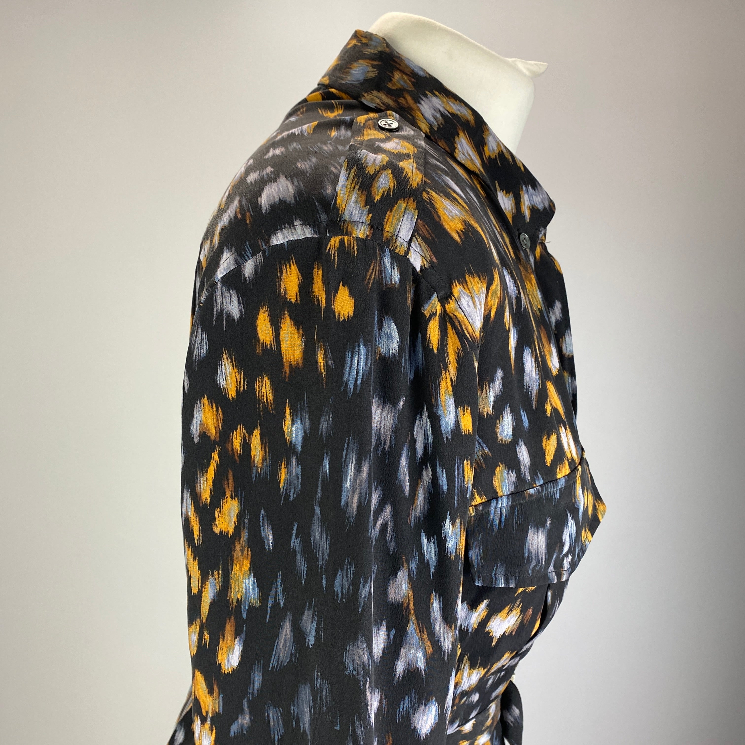 Equipment Charcoal Print Silk Maxi Shirt Dress M