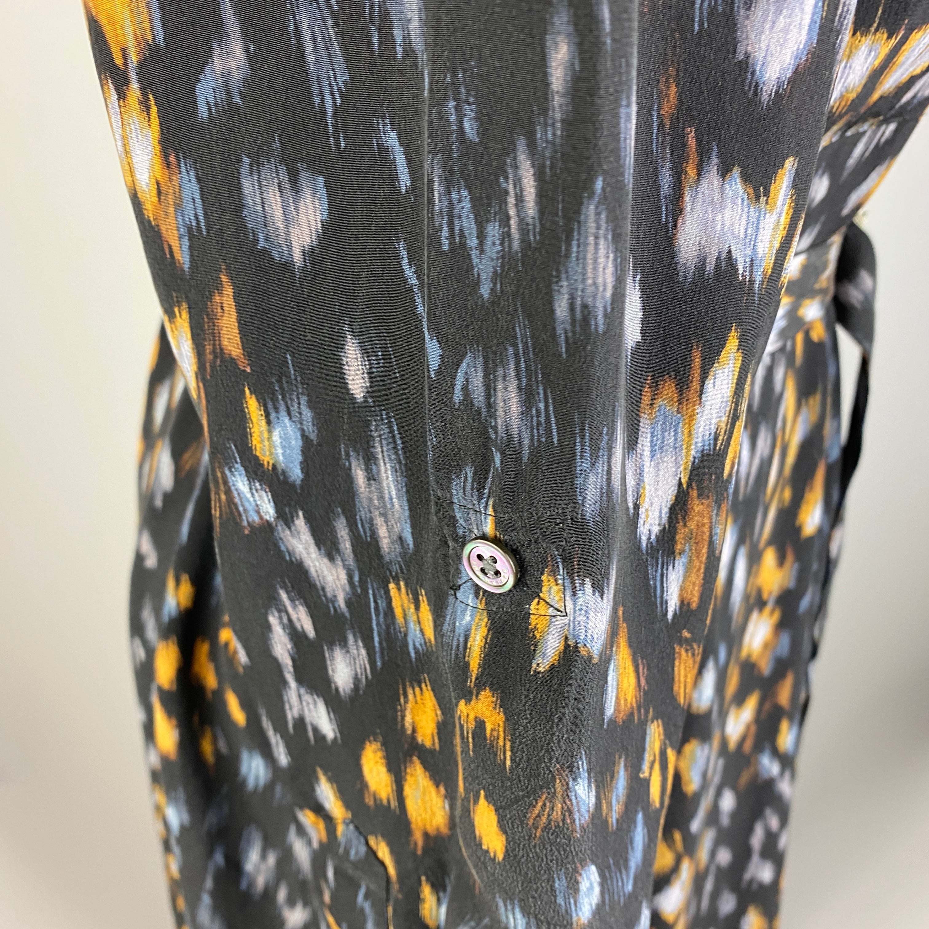 Equipment Charcoal Print Silk Maxi Shirt Dress M