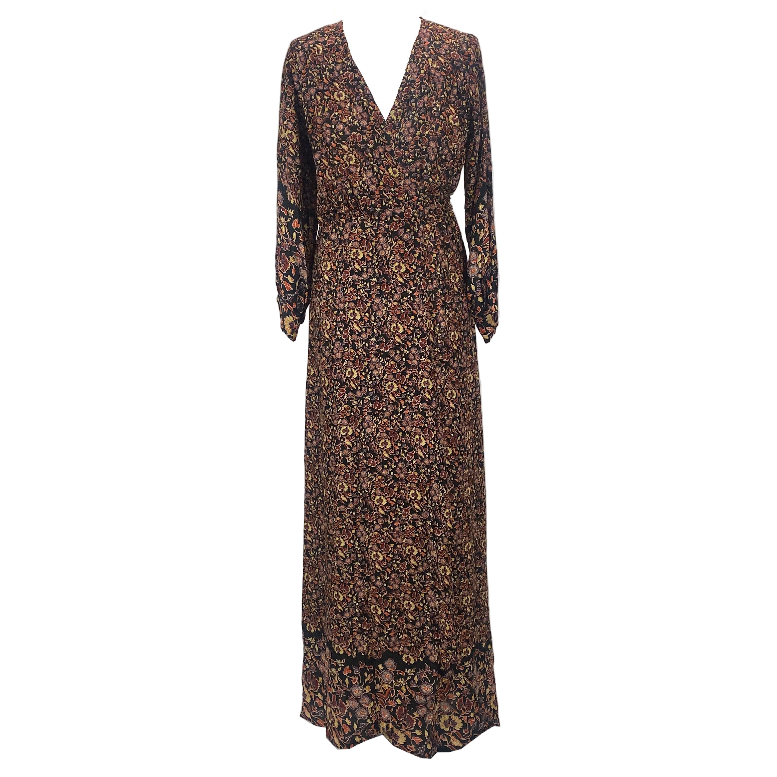 Natalie Martin Black Floral Wrap Maxi Dress M