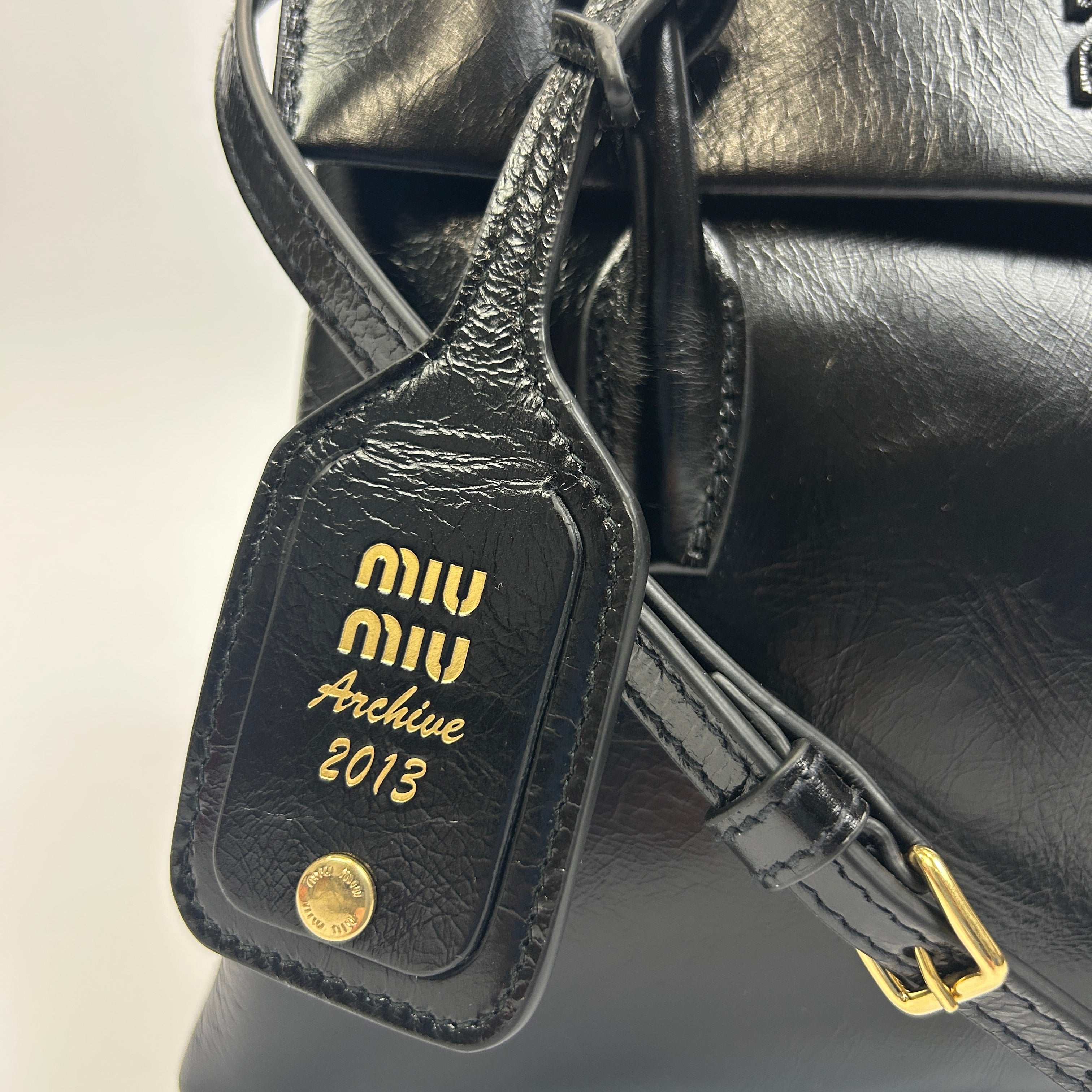Miu Miu New £2750 Black Solitaire Leather Tote Bag
