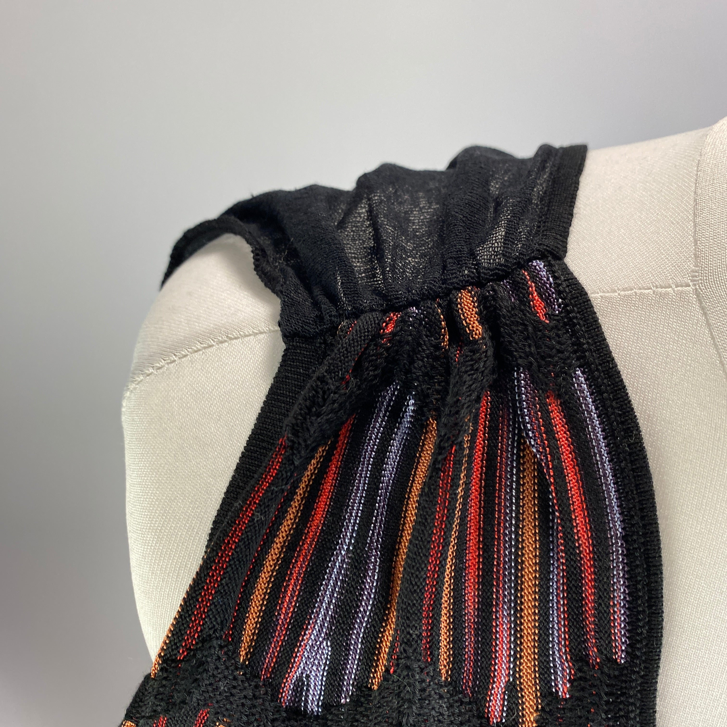 M Missoni New Black Stripe Knit Maxi Dress S