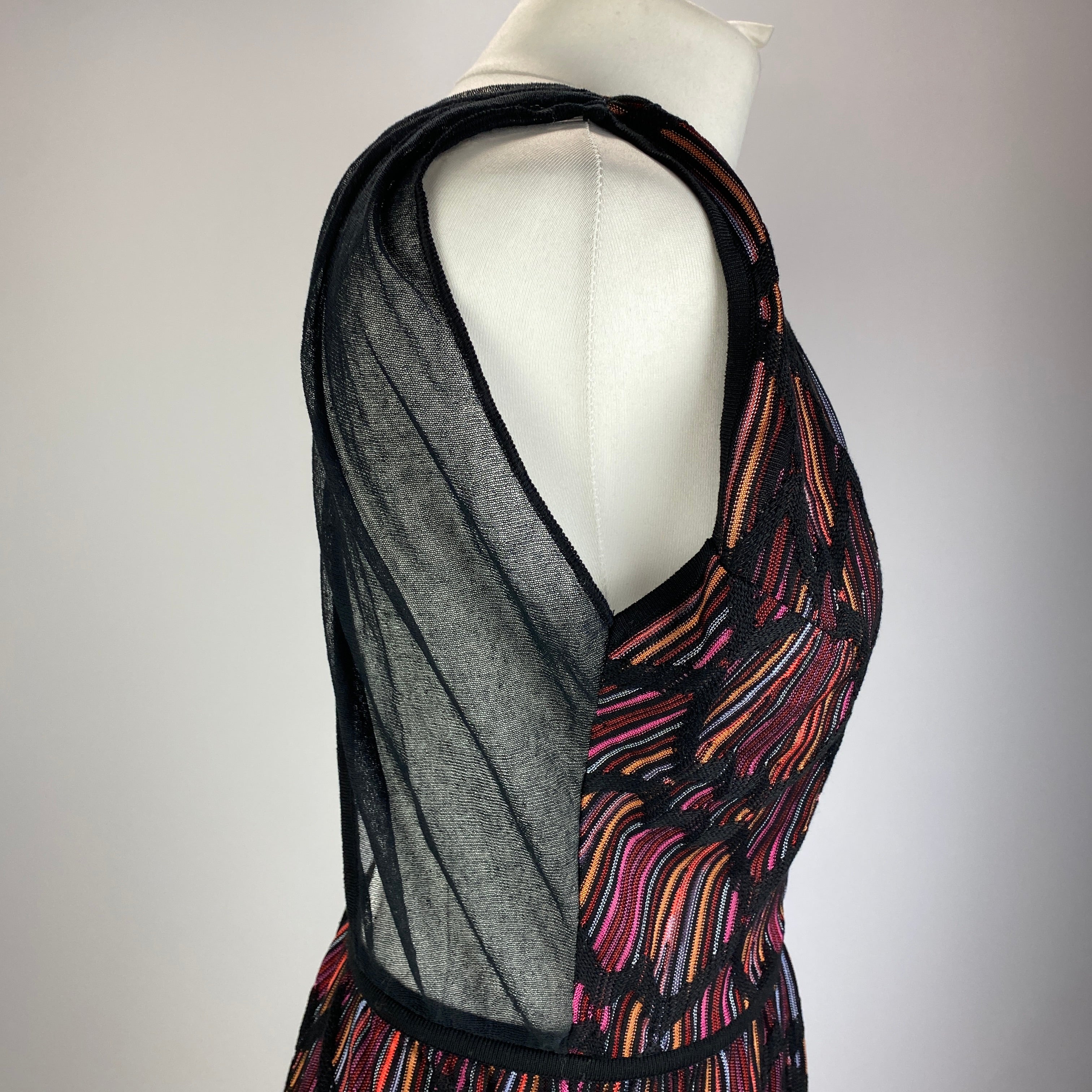 M Missoni New Black Stripe Knit Maxi Dress S