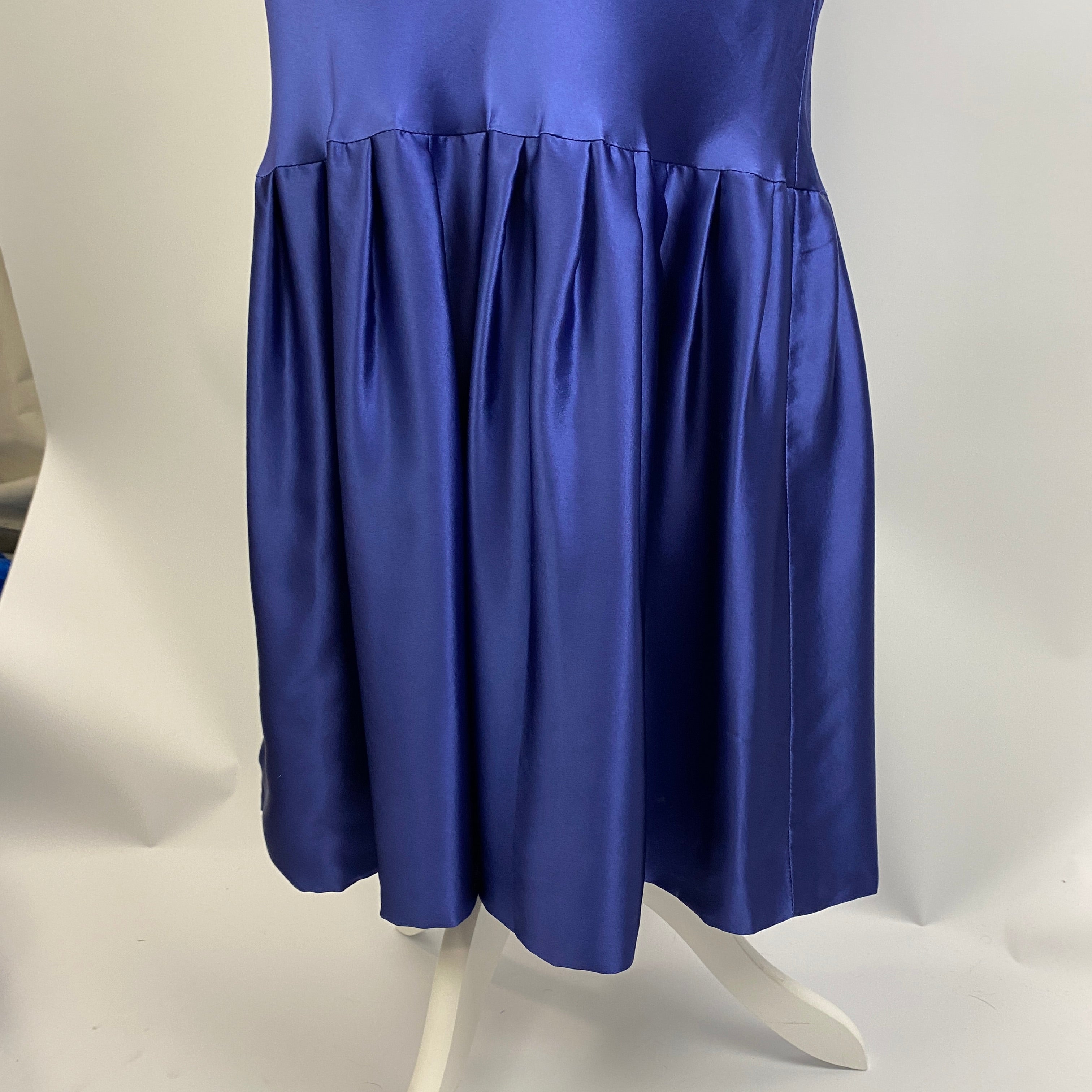 Maggie Marylin New Navy Silk Satin Spaghetti Strap Dress M