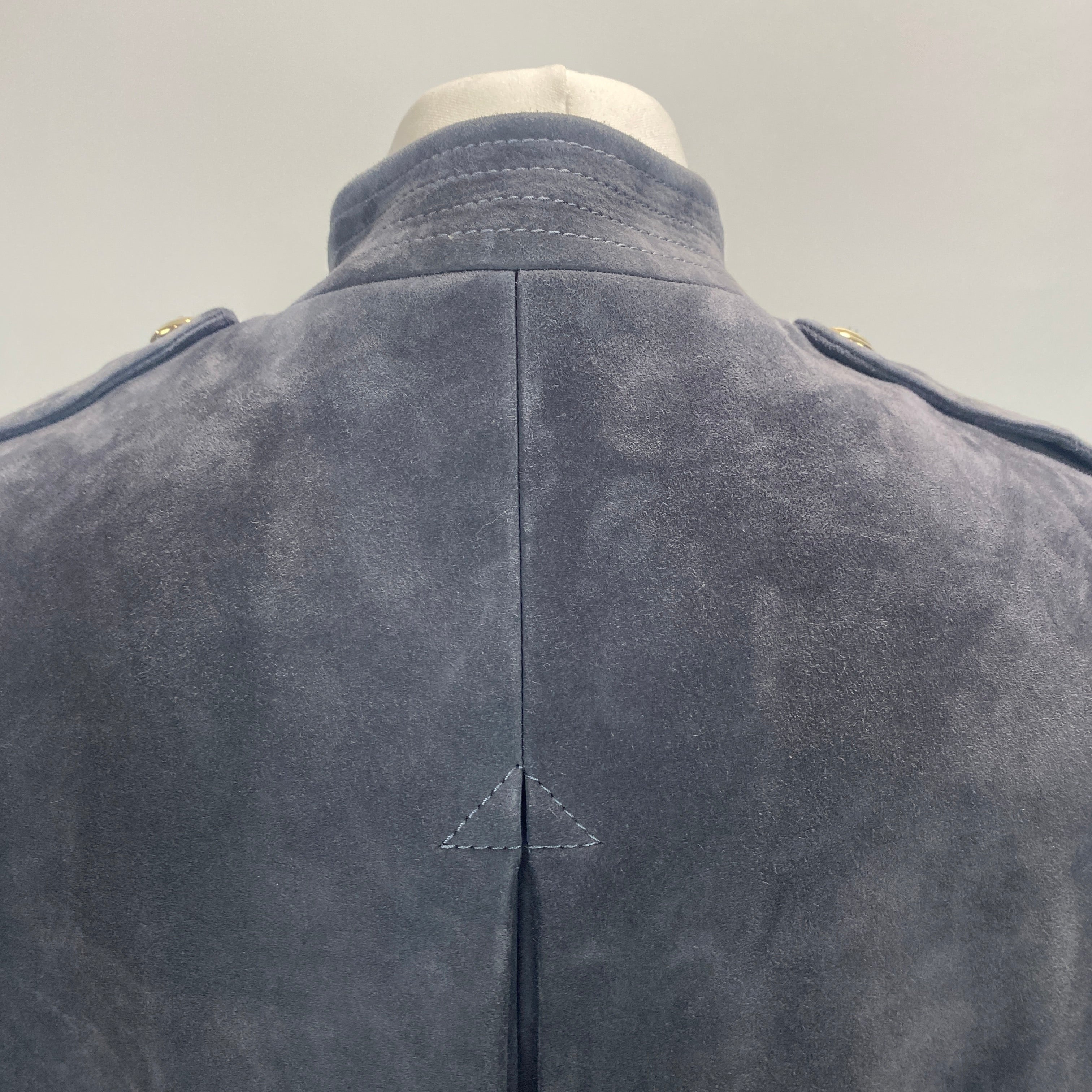 Yves Saint Laurent Smoke Grey Suede Nehru Collar Coat M