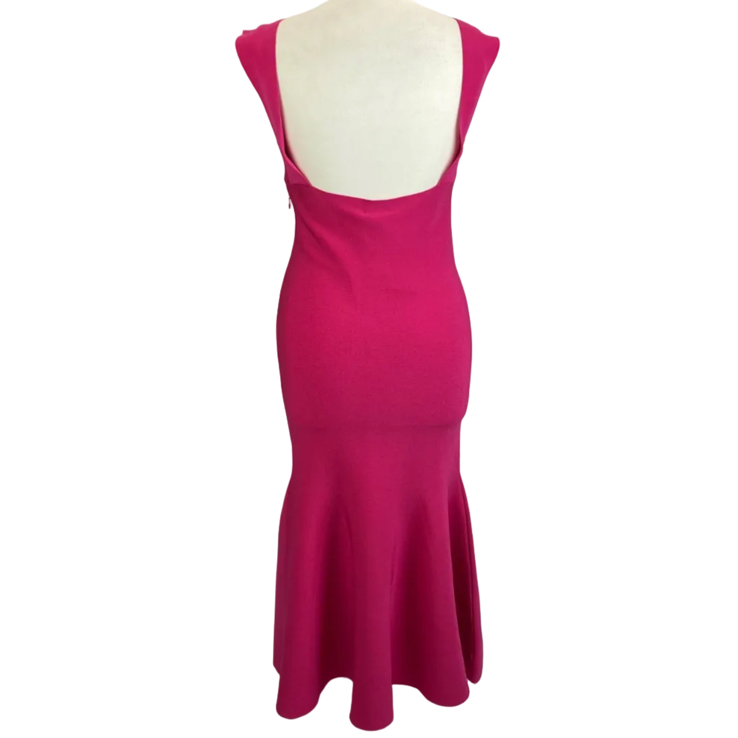 Roland Mouret New £595 Fuchsia Knit Bust Detail Fluted Mermaid Dress M