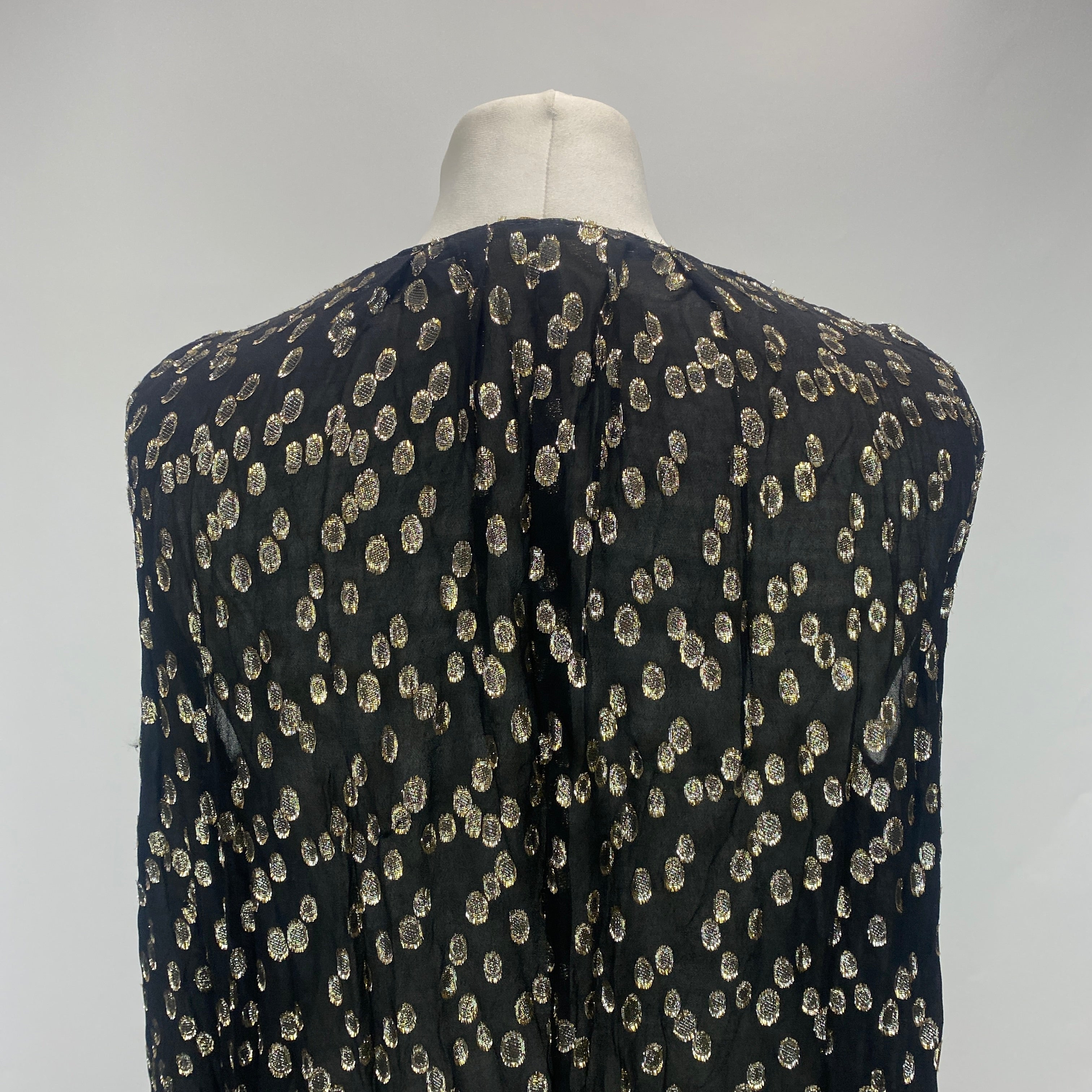 Natalie Martin Black & Metallic Fil Coupe Maxi Dress M