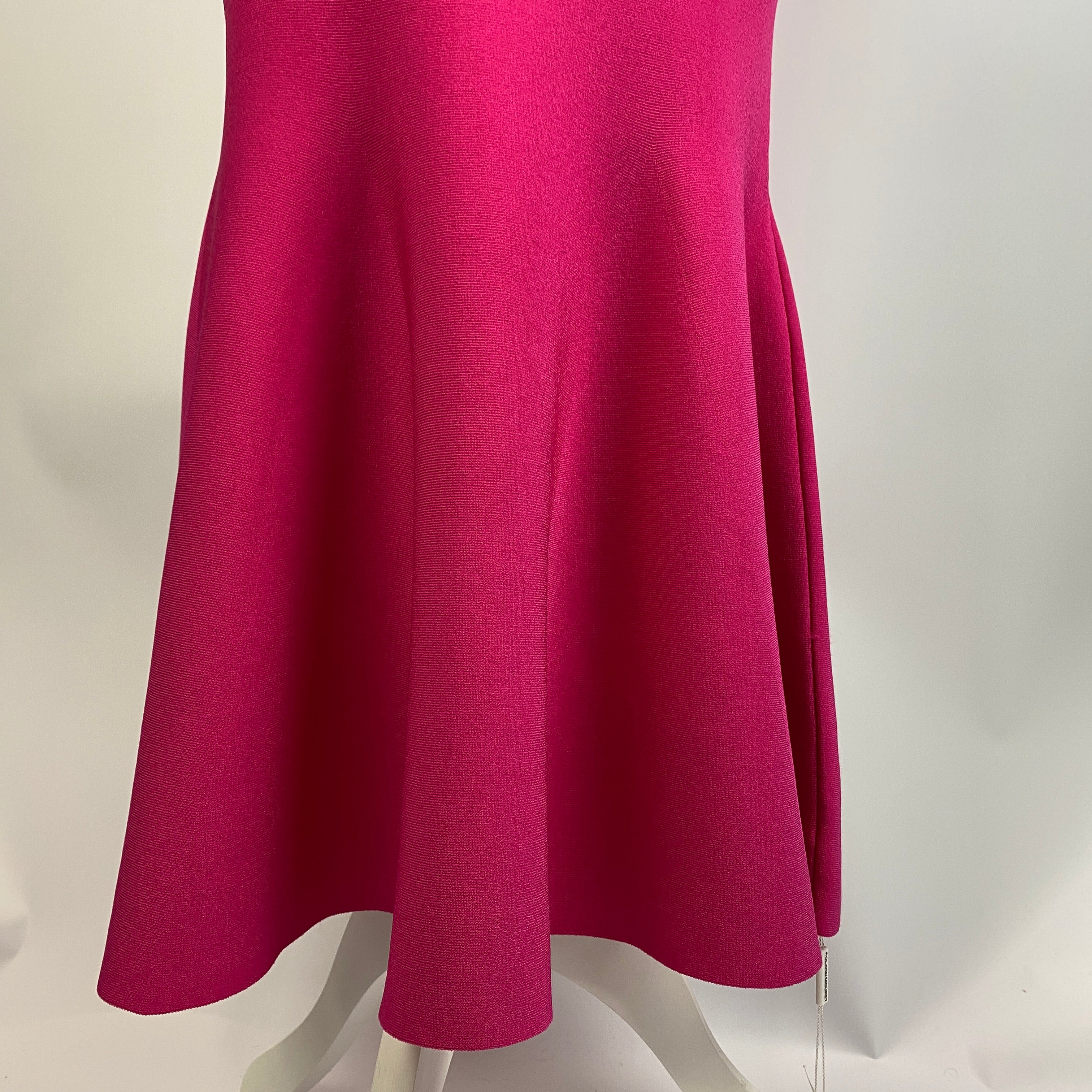 Roland Mouret New £595 Fuchsia Knit Bust Detail Fluted Mermaid Dress M