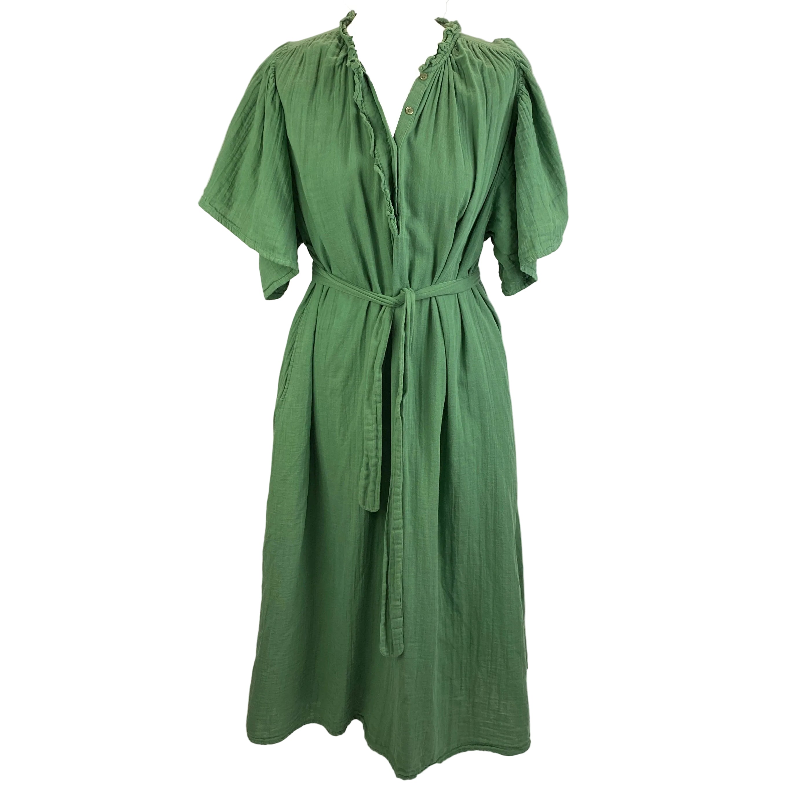 Bellepiece £200 Apple Green Belted Cheesecloth Dress S/M