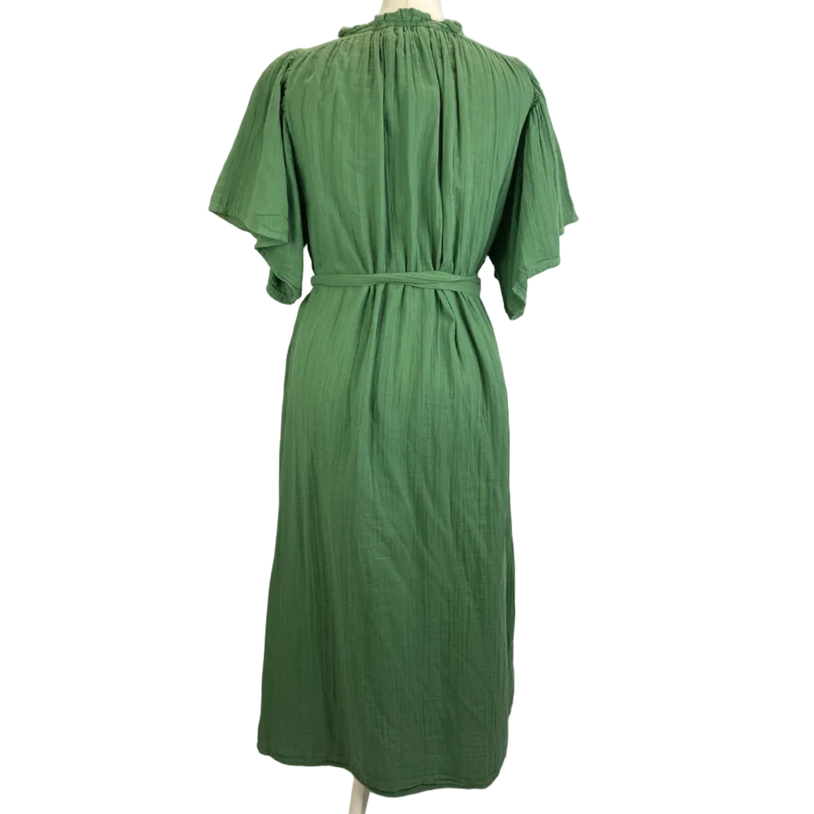 Bellepiece £200 Apple Green Belted Cheesecloth Dress S/M