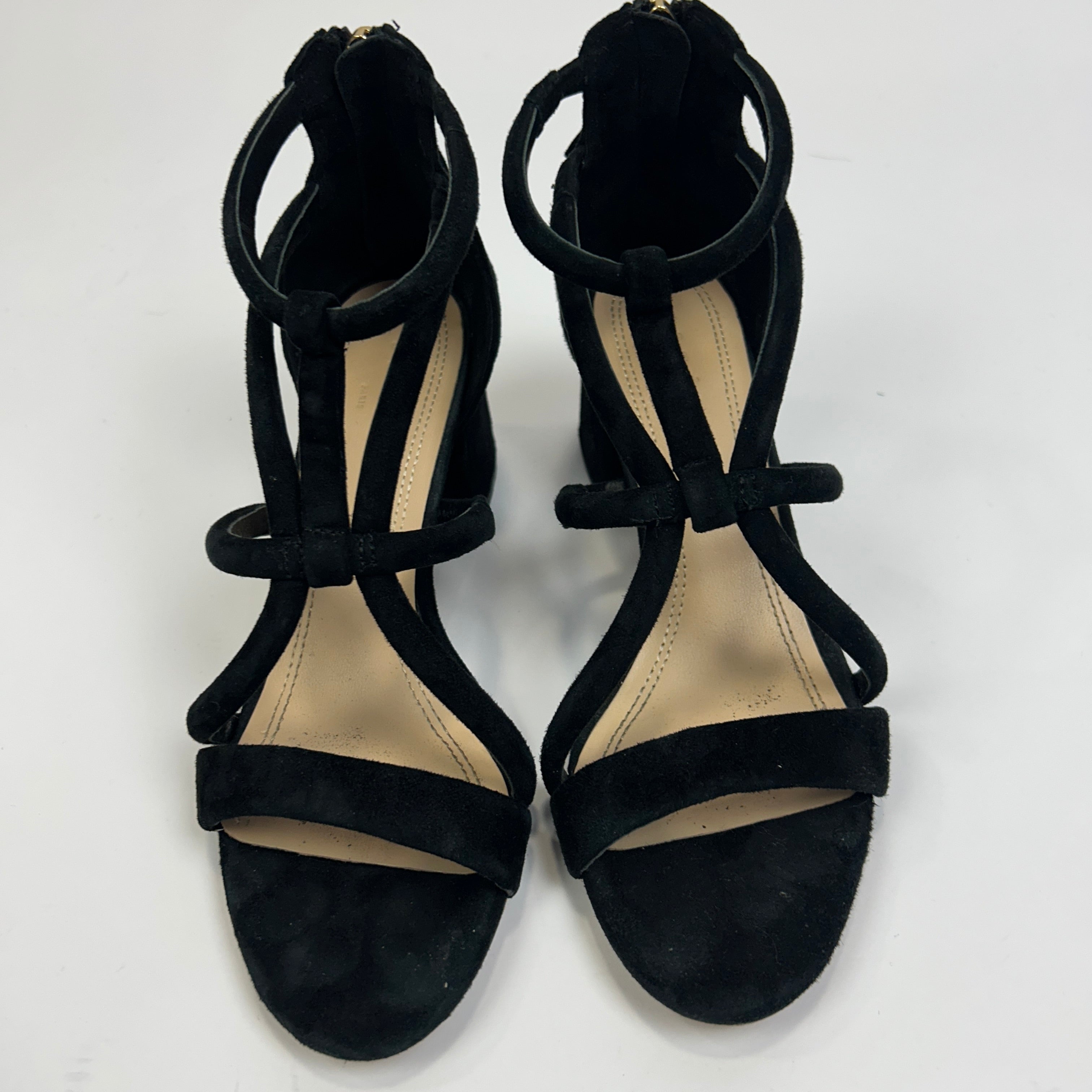 Sandro £260 Black Suede Strappy Low Heel Sandals 38