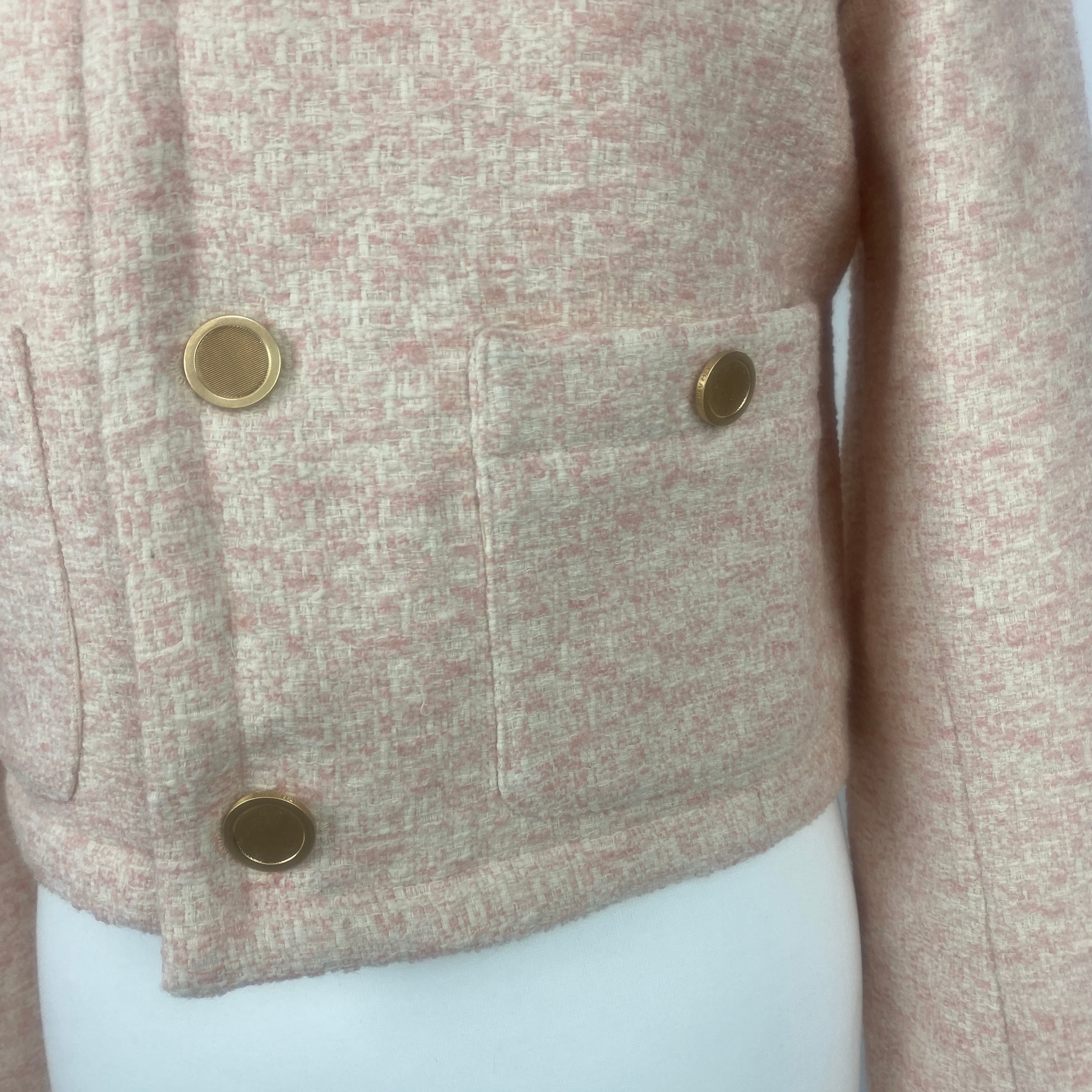 Frame New £566 Pink & Cream Weave Azalea Crop Jacket M