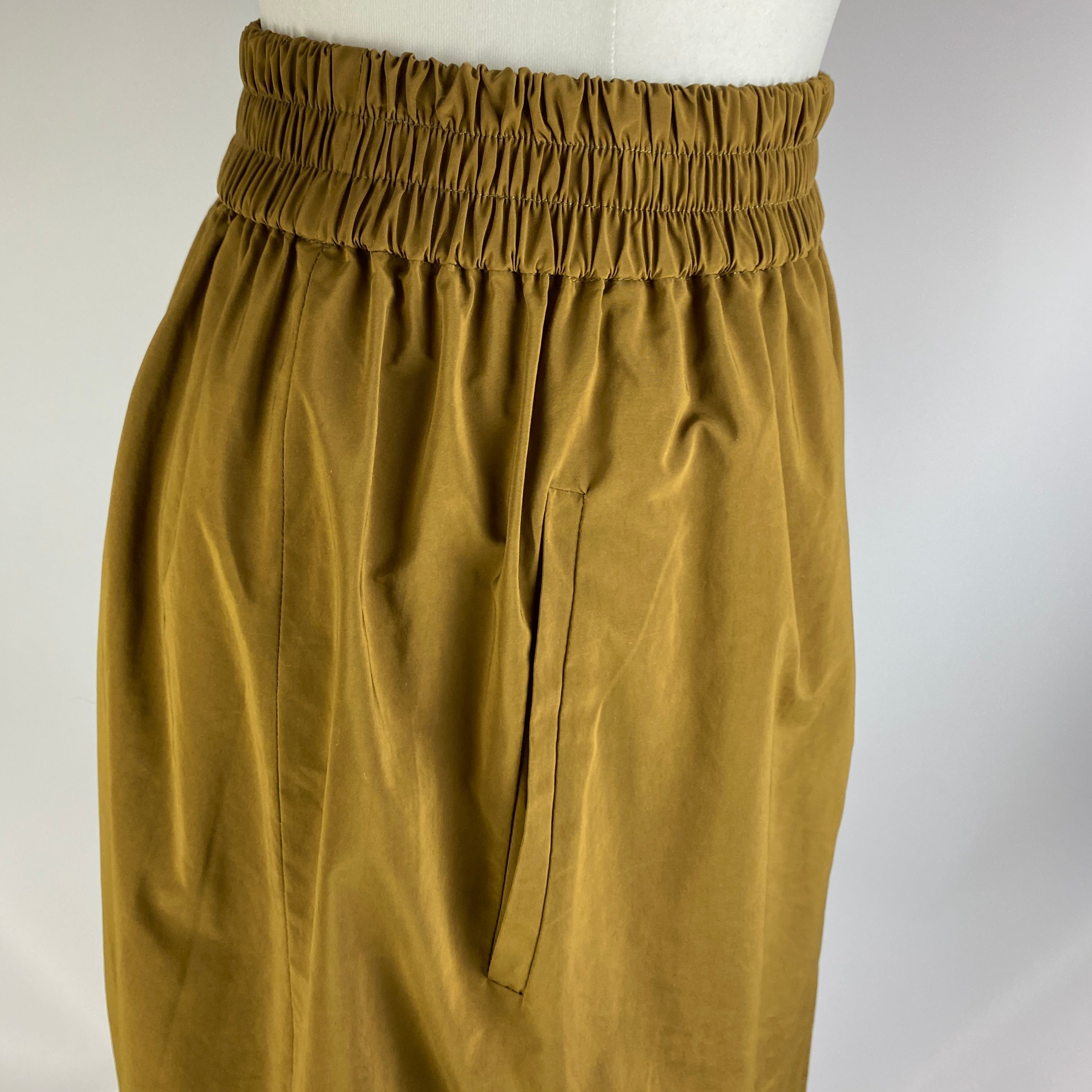 Tibi Dijon Mustard Crispy Nylon Maxi Skirt XS