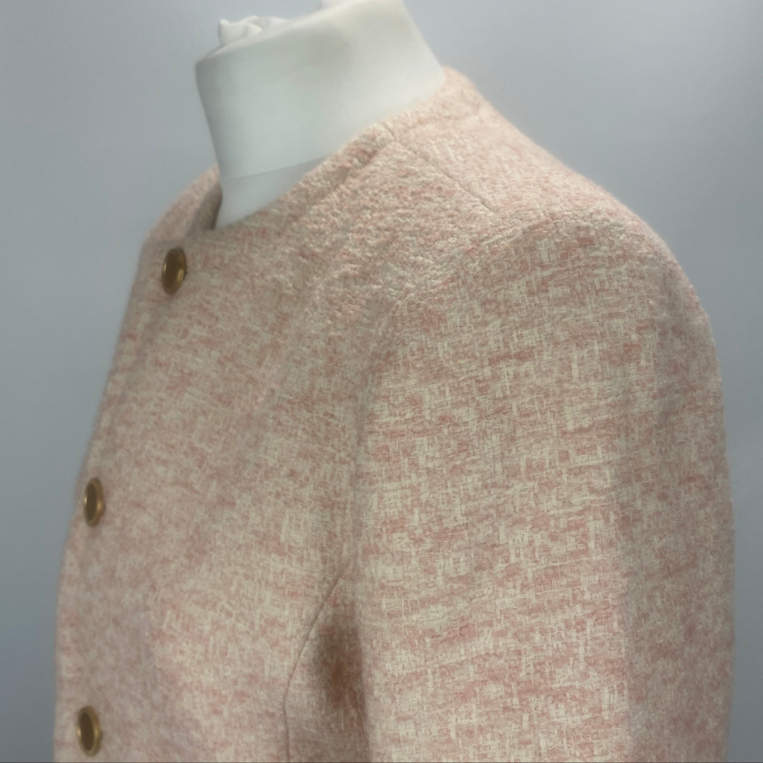Frame New £566 Pink & Cream Weave Azalea Crop Jacket M