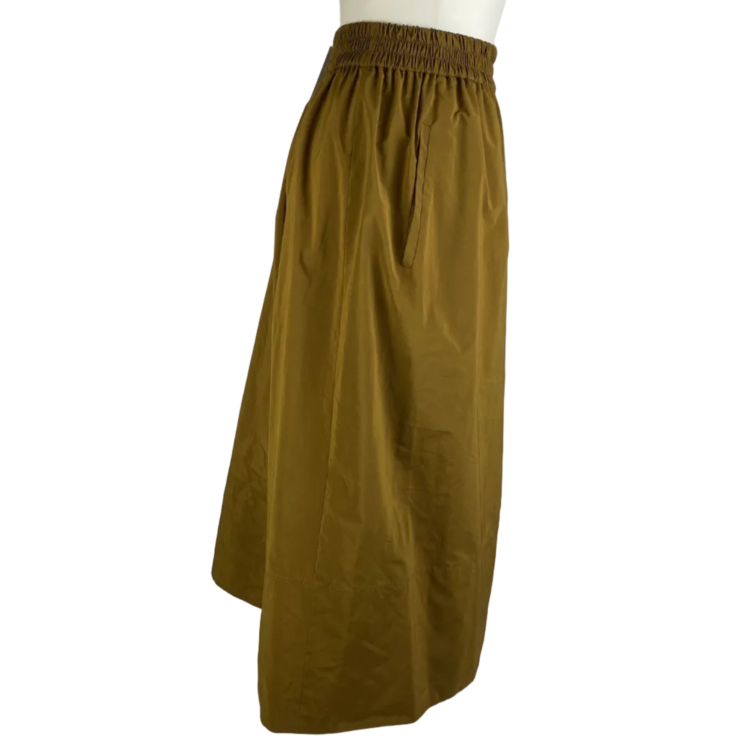 Tibi Dijon Mustard Crispy Nylon Maxi Skirt XS