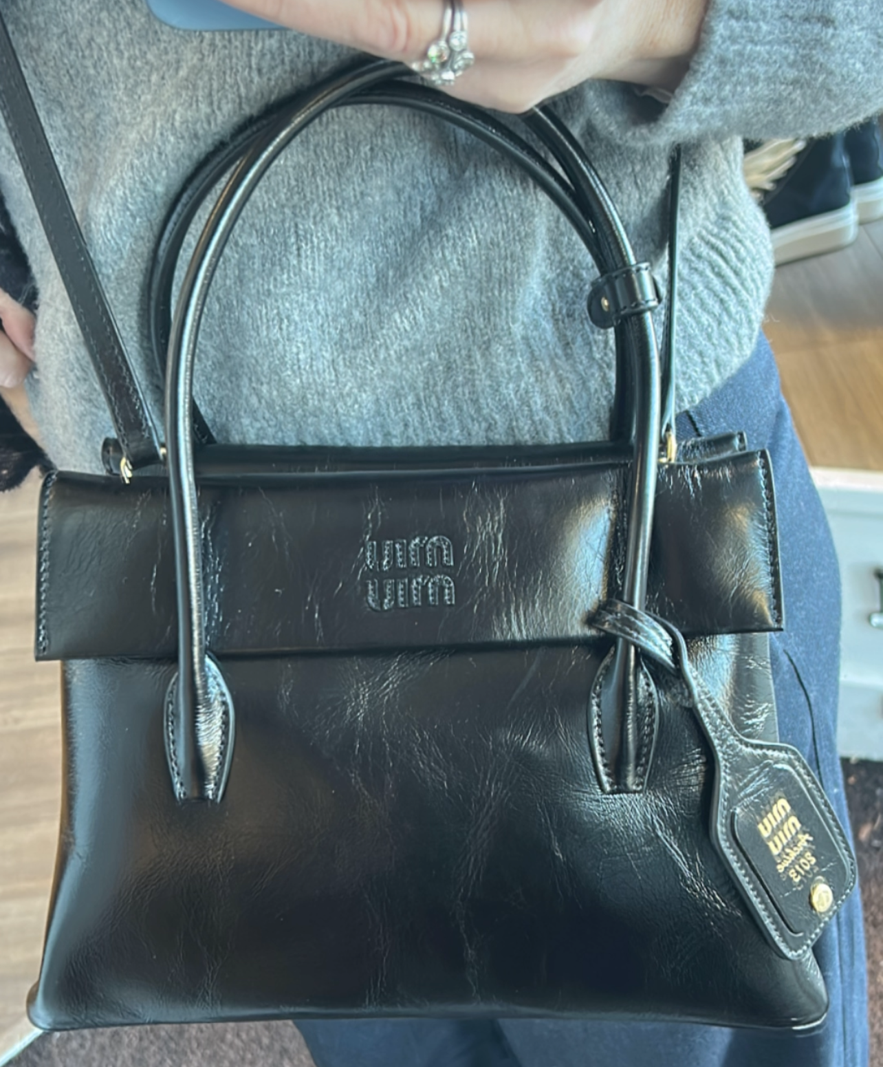 Miu Miu New £2750 Black Solitaire Leather Tote Bag