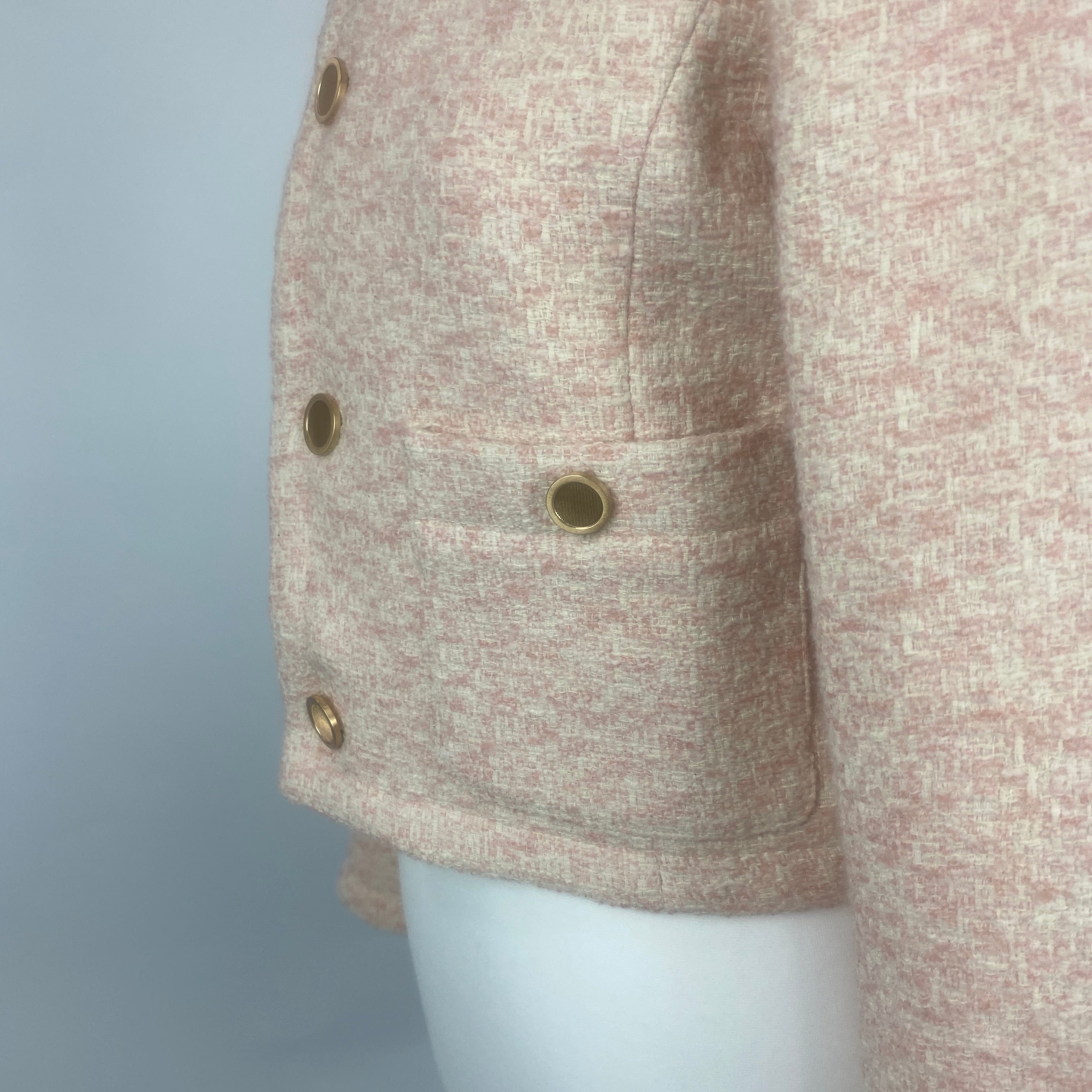 Frame New £566 Pink & Cream Weave Azalea Crop Jacket M