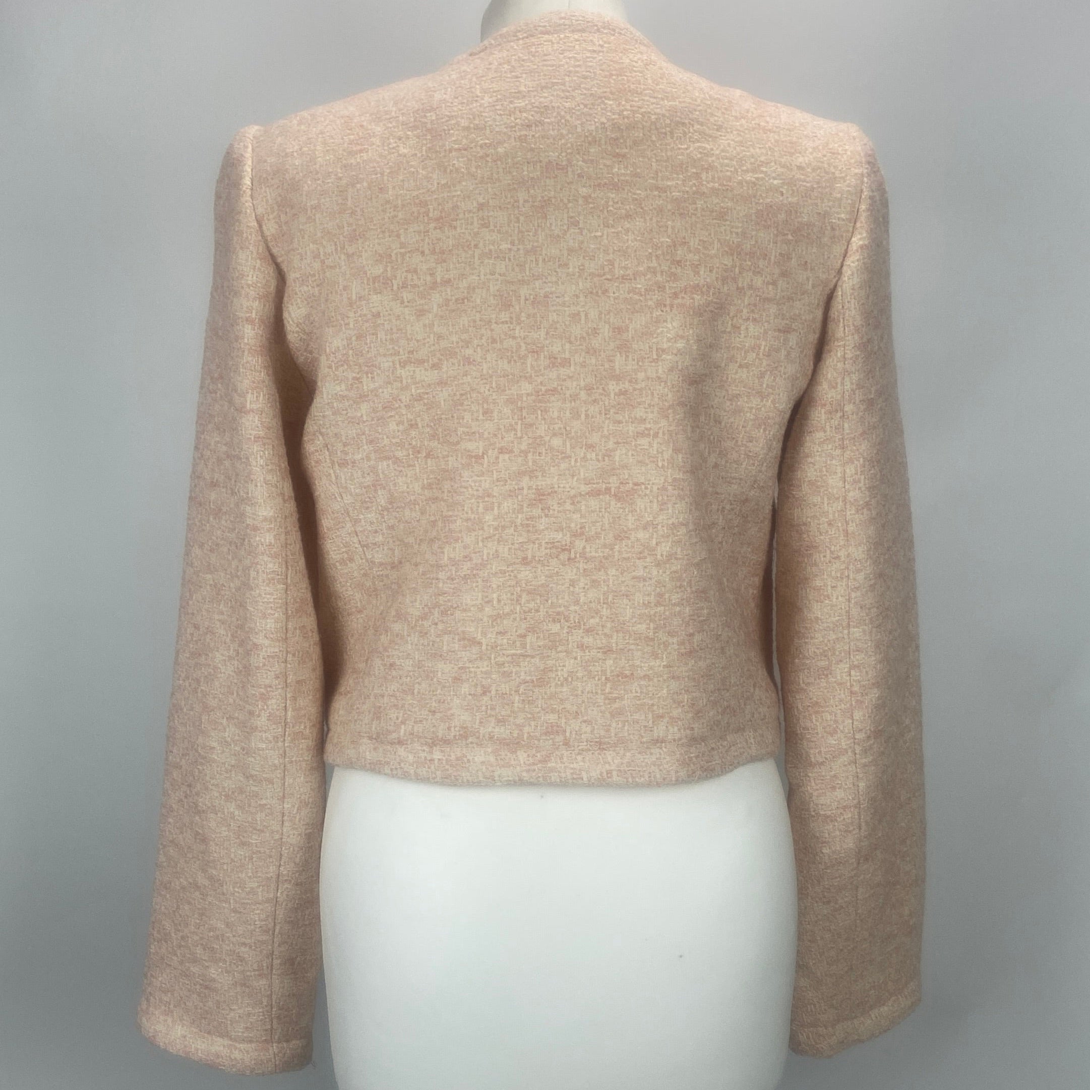 Frame New £566 Pink & Cream Weave Azalea Crop Jacket M