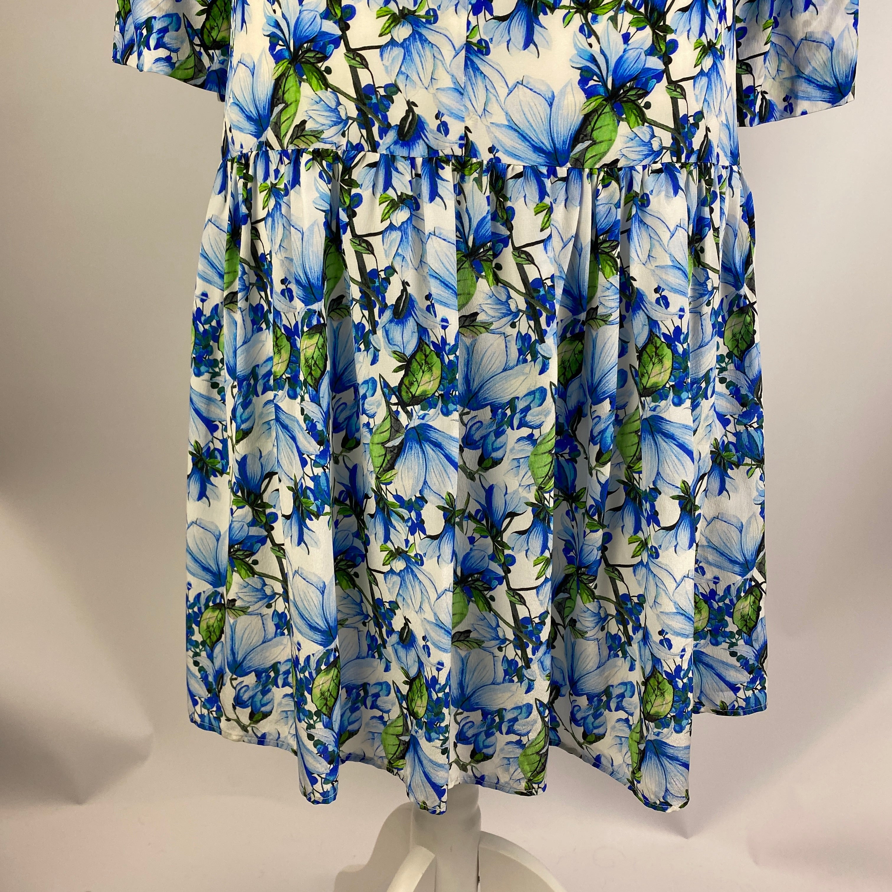 Catherine Prevost New £595 Magnolia Blue Crepe De Chine Dress S