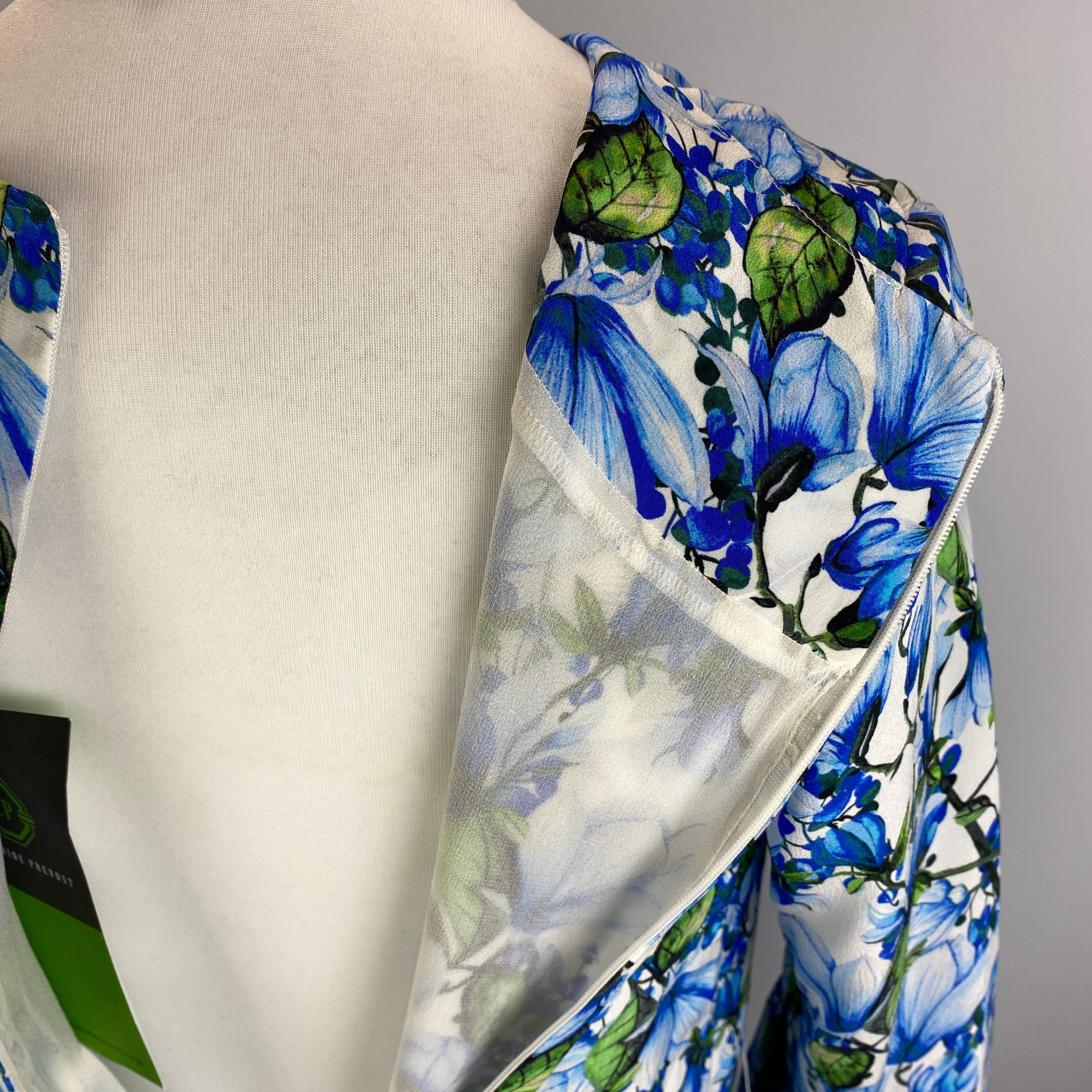 Catherine Prevost New £595 Magnolia Blue Crepe De Chine Dress S