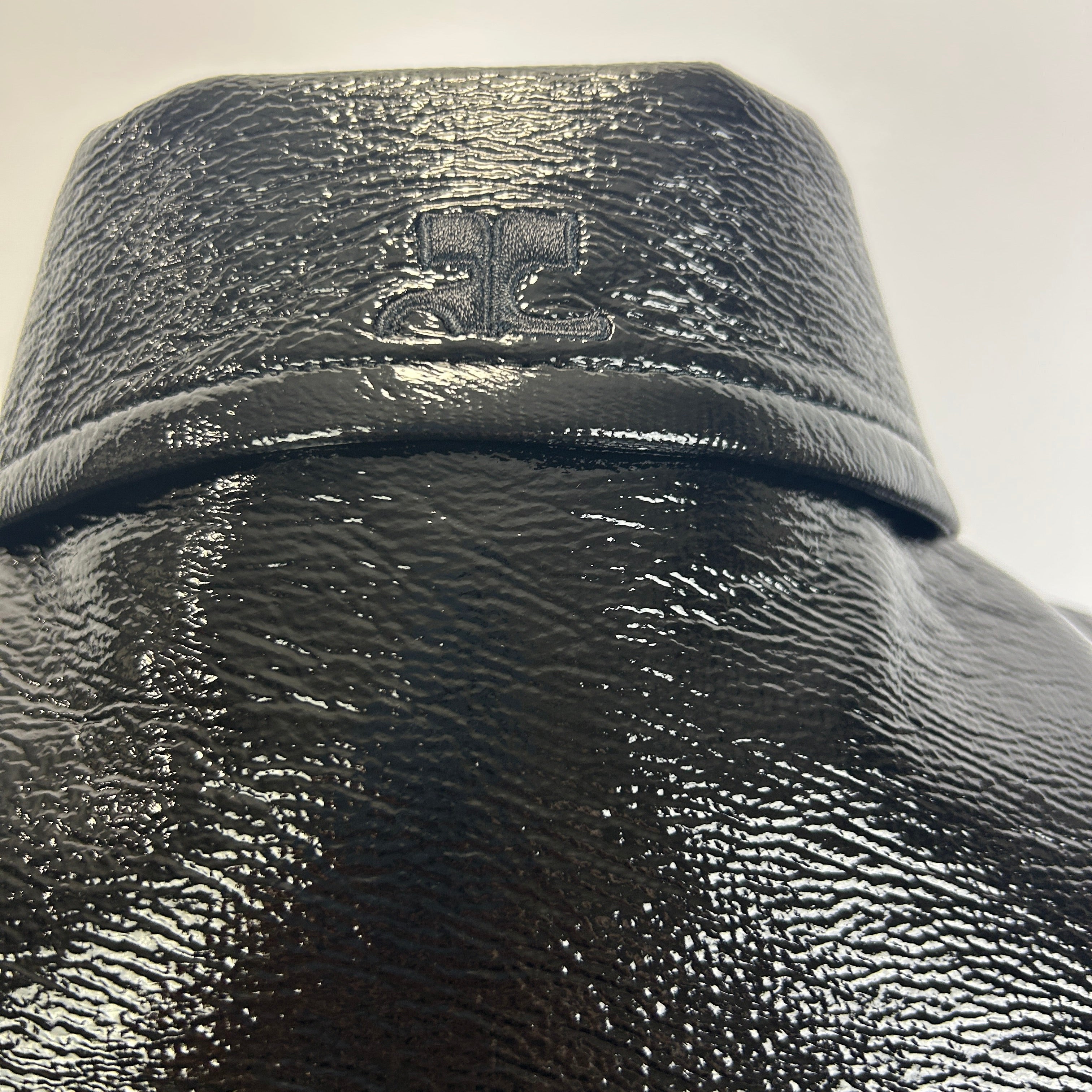 Courreges New £1545 Black Wet Look Zippered Longline Jacket M