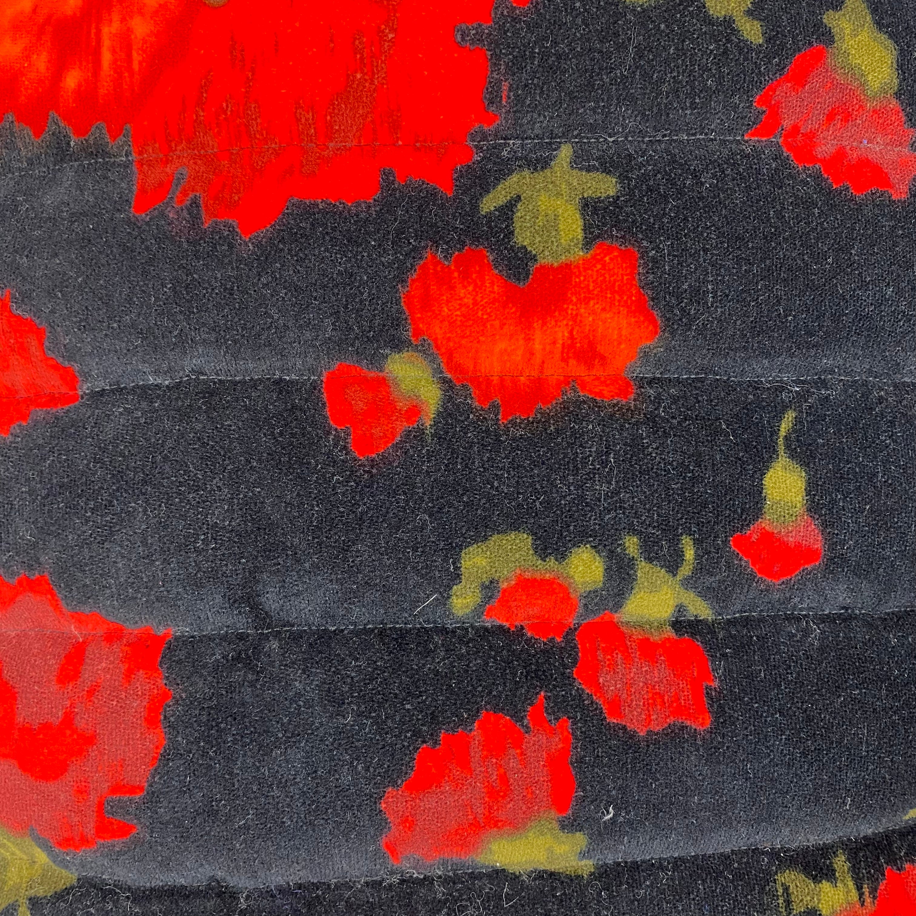 Moncler Genius £1750 Red & Black Floral Velvet Vonne Ski Jacket XXS