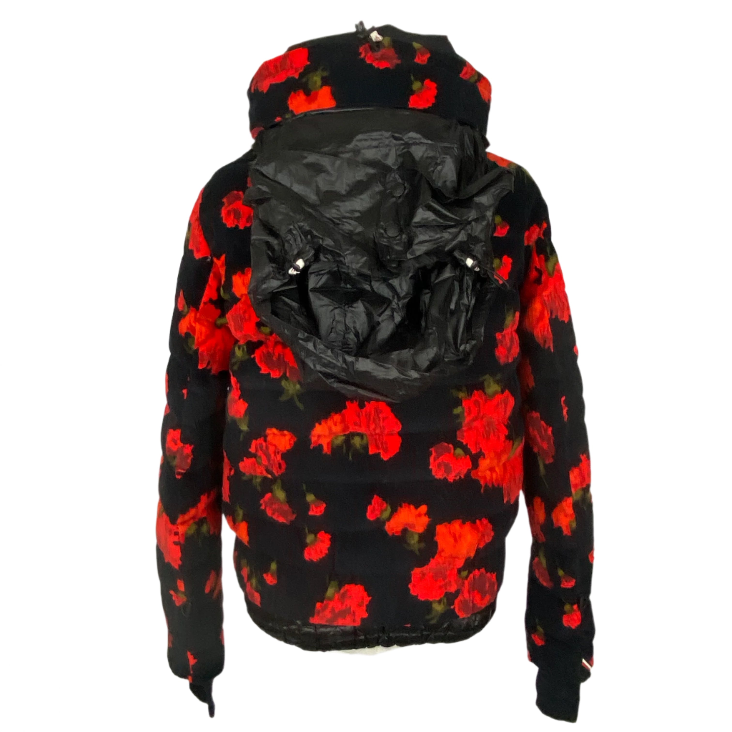 Moncler Genius £1750 Red & Black Floral Velvet Vonne Ski Jacket XXS