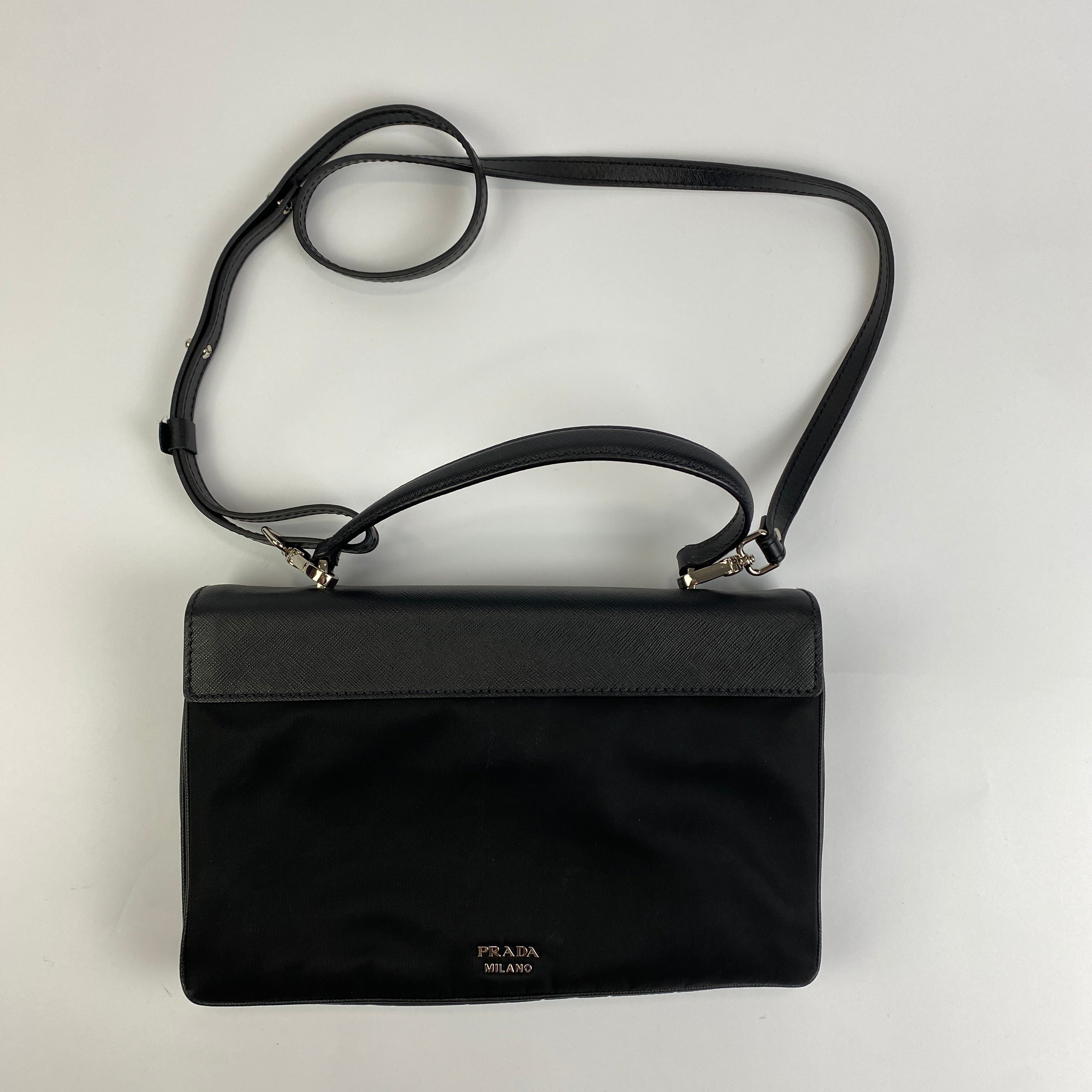 Prada Black Nylon & Saffiano Envelope Bag