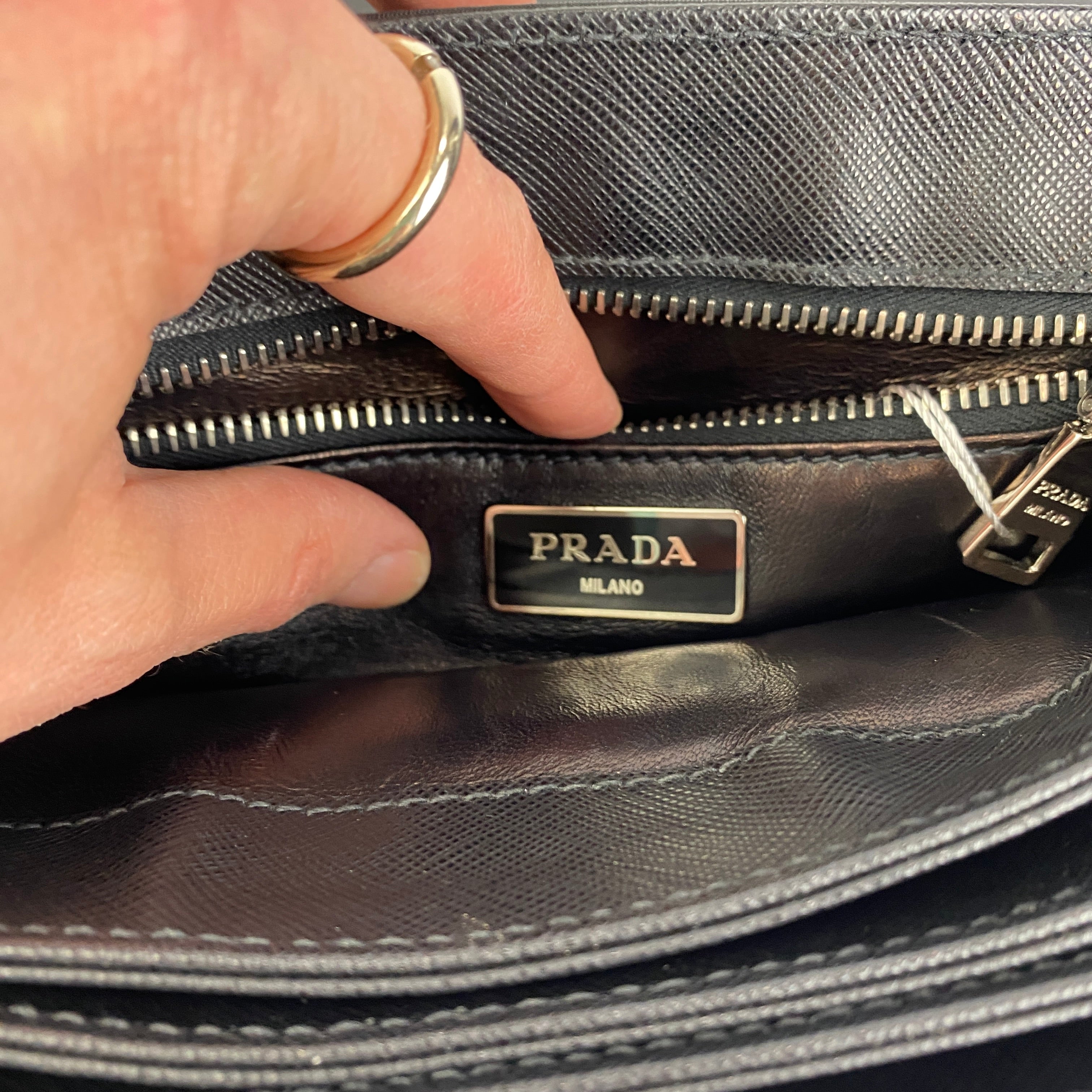 Prada Black Nylon & Saffiano Envelope Bag