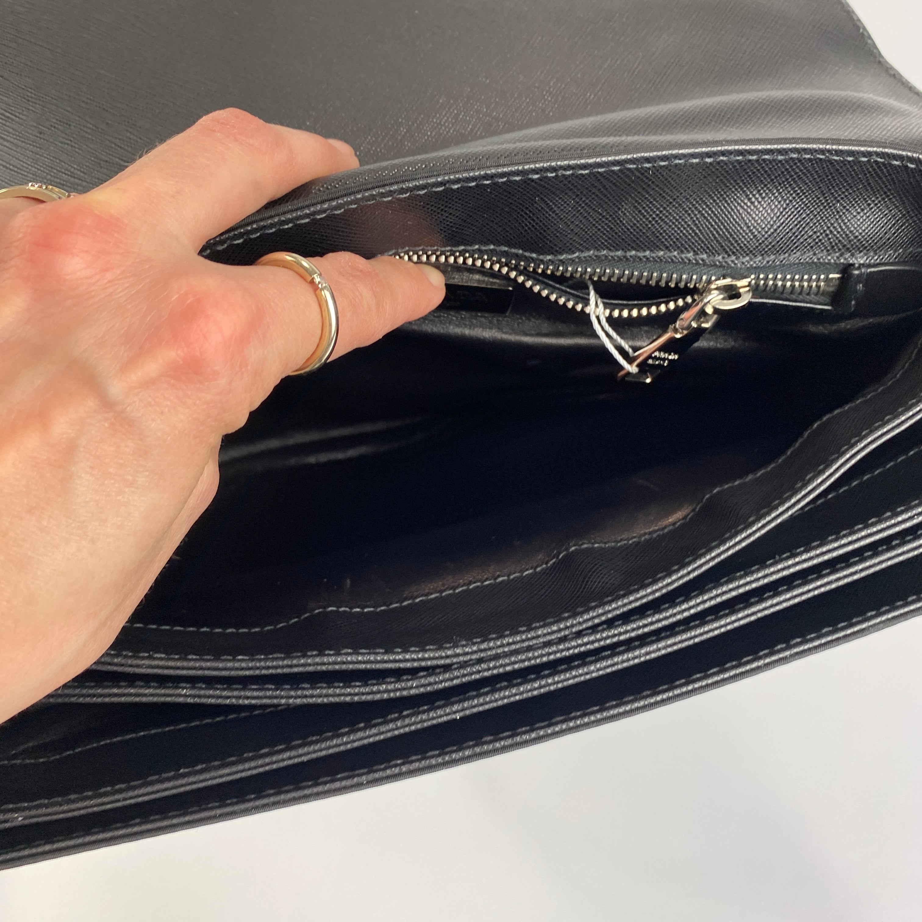 Prada Black Nylon & Saffiano Envelope Bag