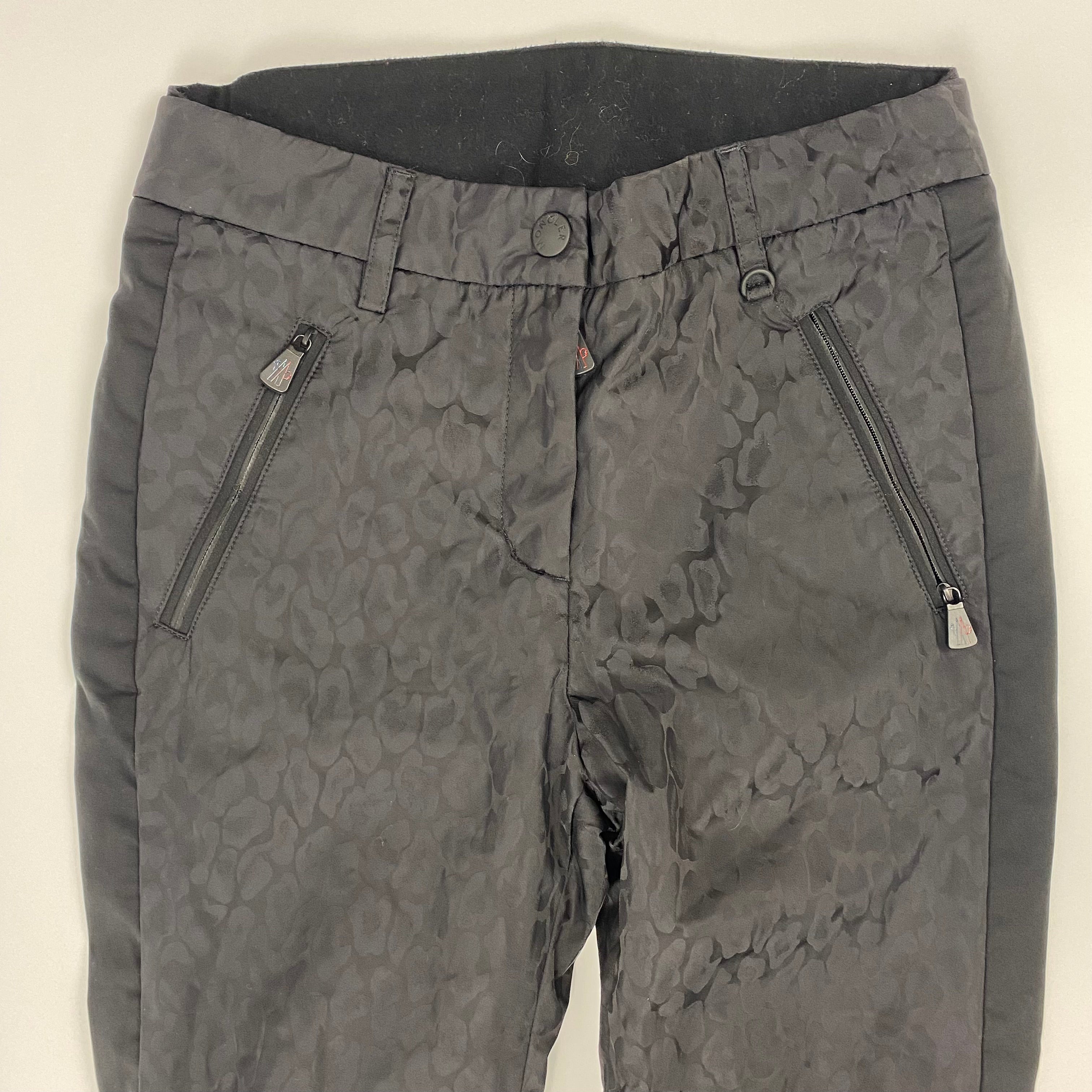 Moncler £540 Black Leopardprint Sportive Ski Pants XS
