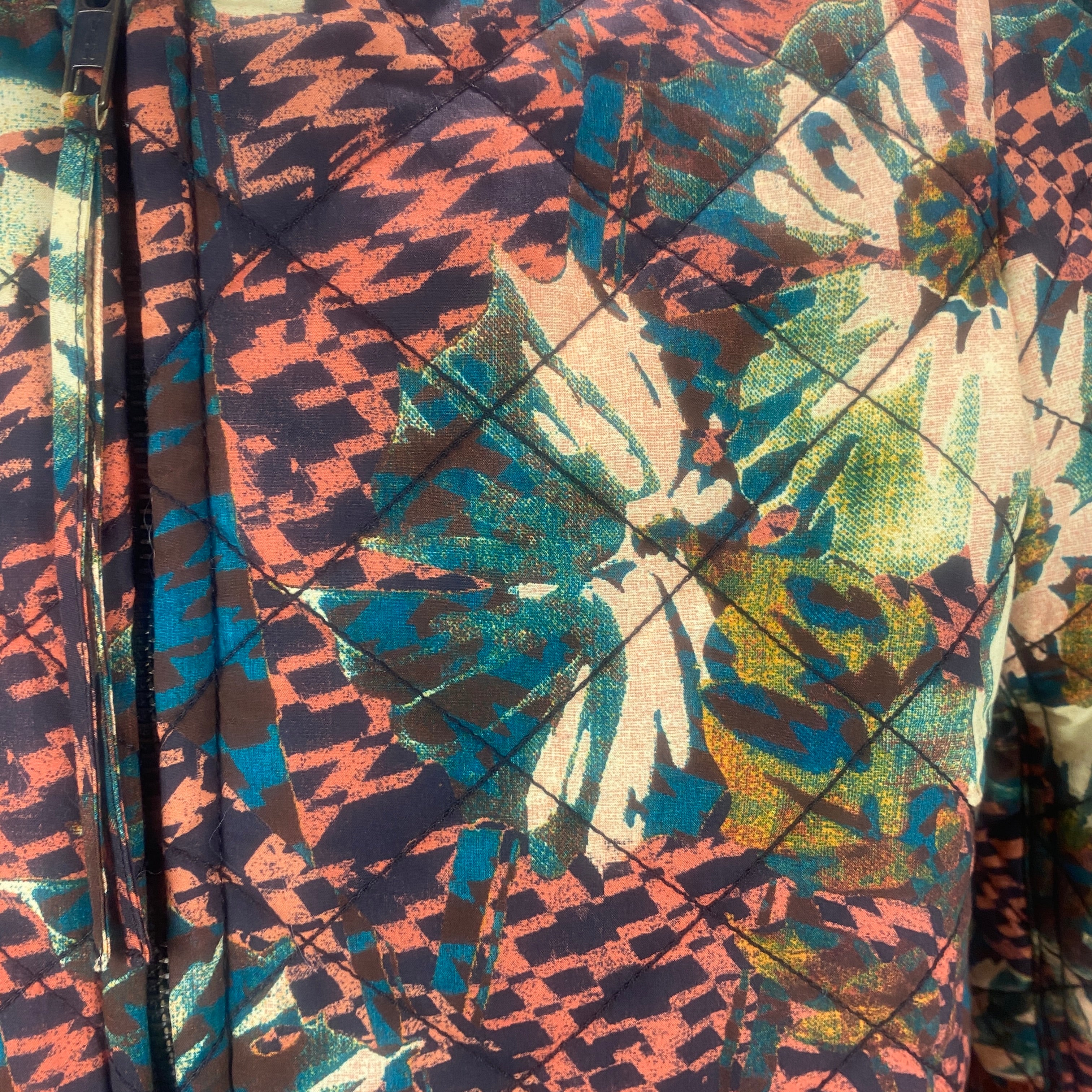 Ulla Johnson Tan & Green Floral Quilted Cotton Jacket M