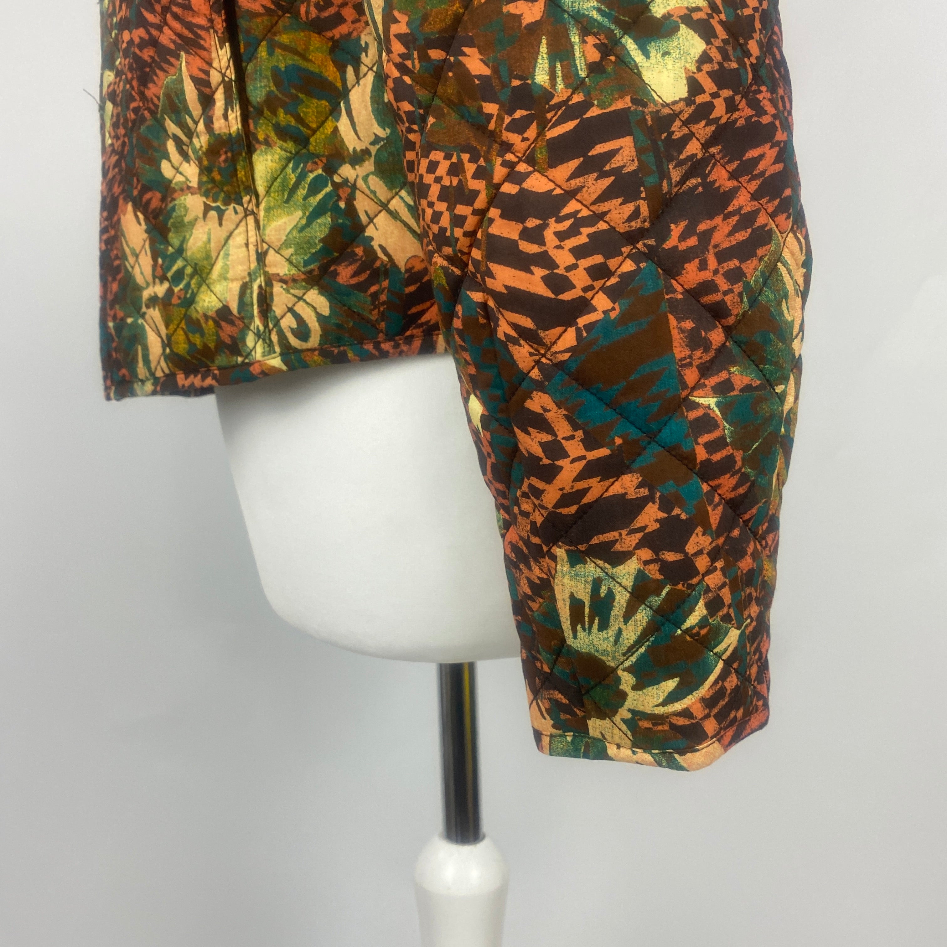 Ulla Johnson Tan & Green Floral Quilted Cotton Jacket M