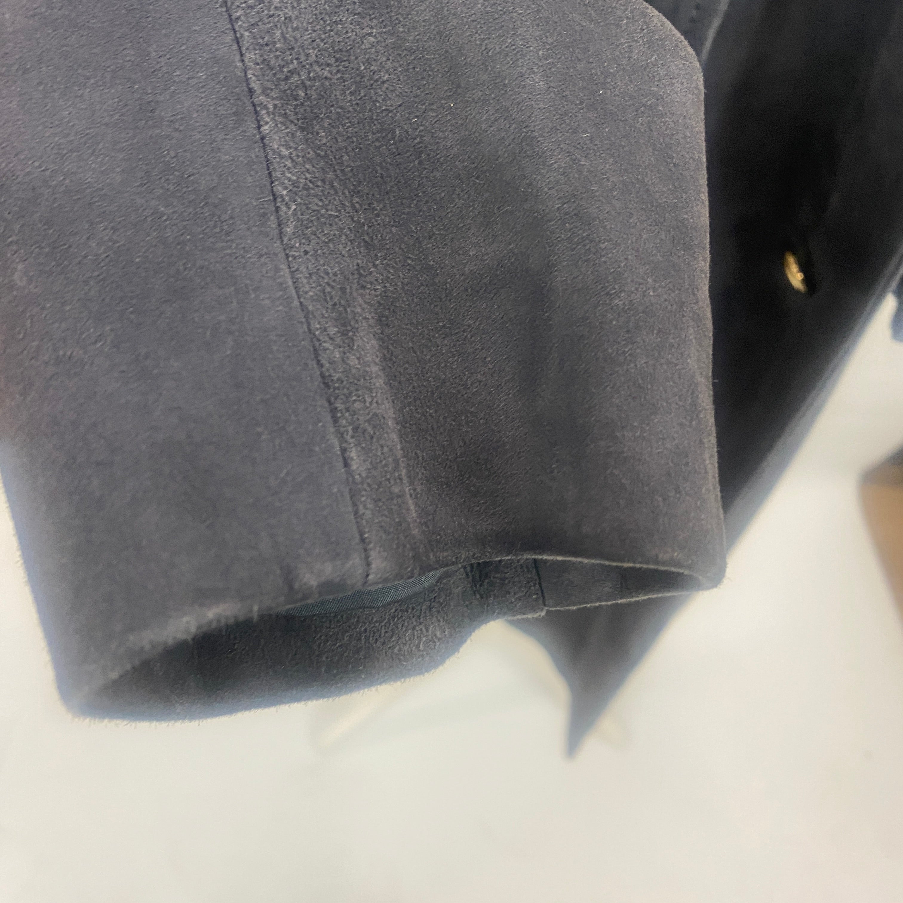 Yves Saint Laurent Smoke Grey Suede Nehru Collar Coat M