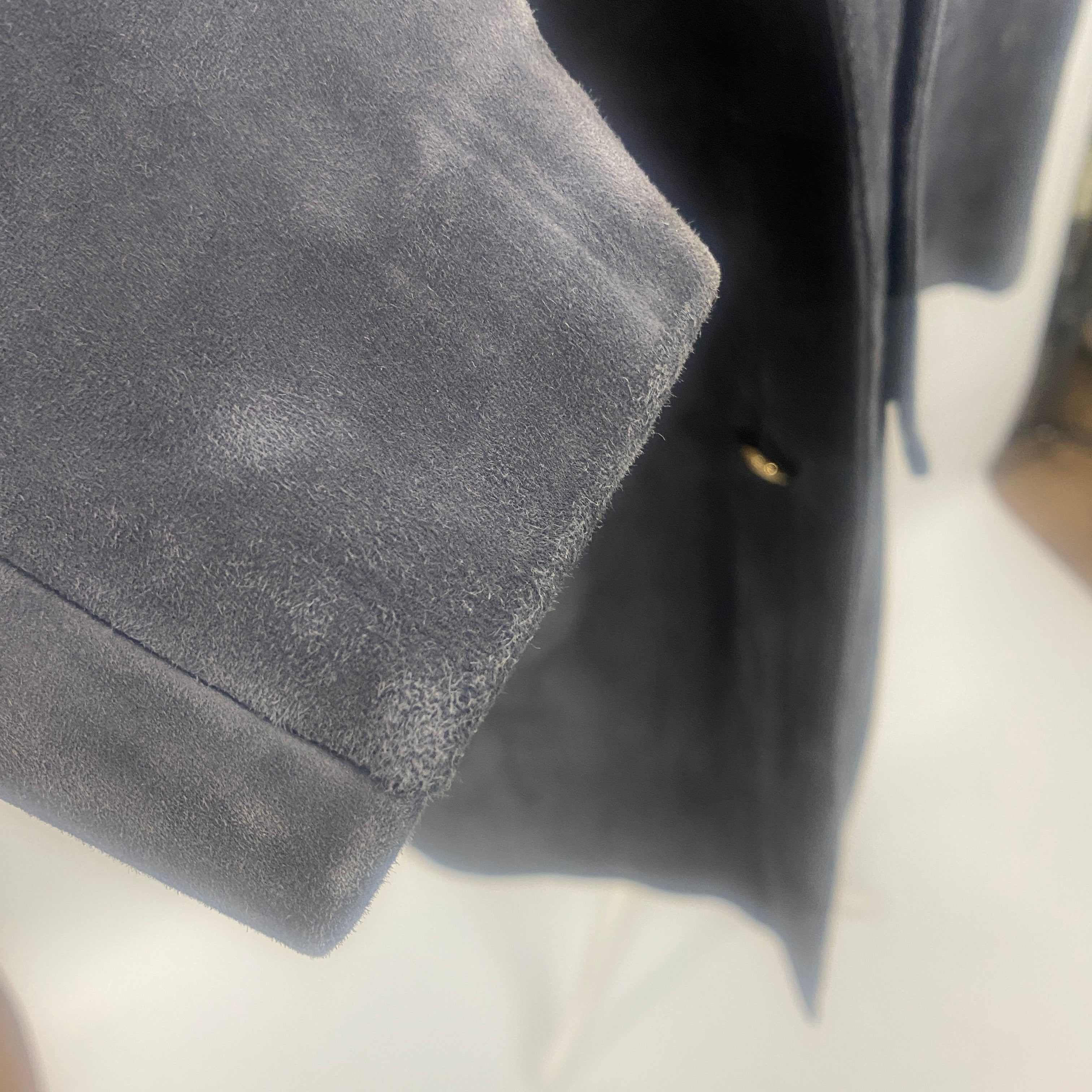 Yves Saint Laurent Smoke Grey Suede Nehru Collar Coat M