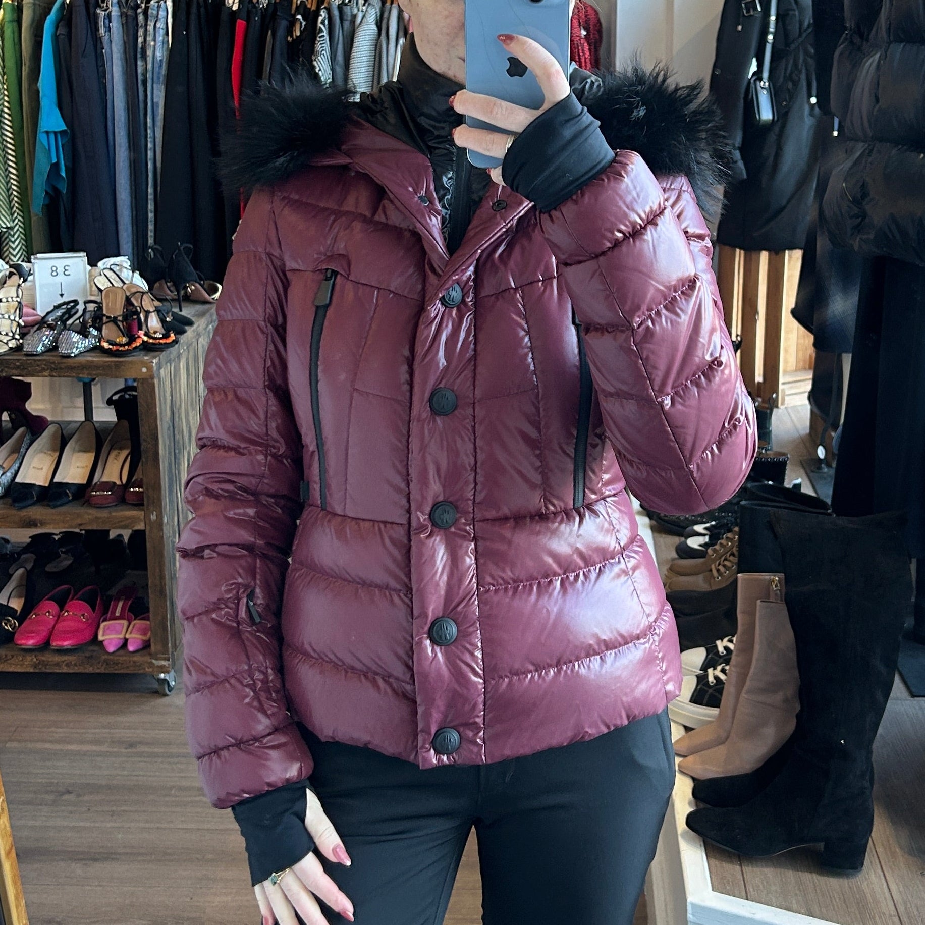 Moncler £1800 Berry Quilted Beverley Ski Jacket S
