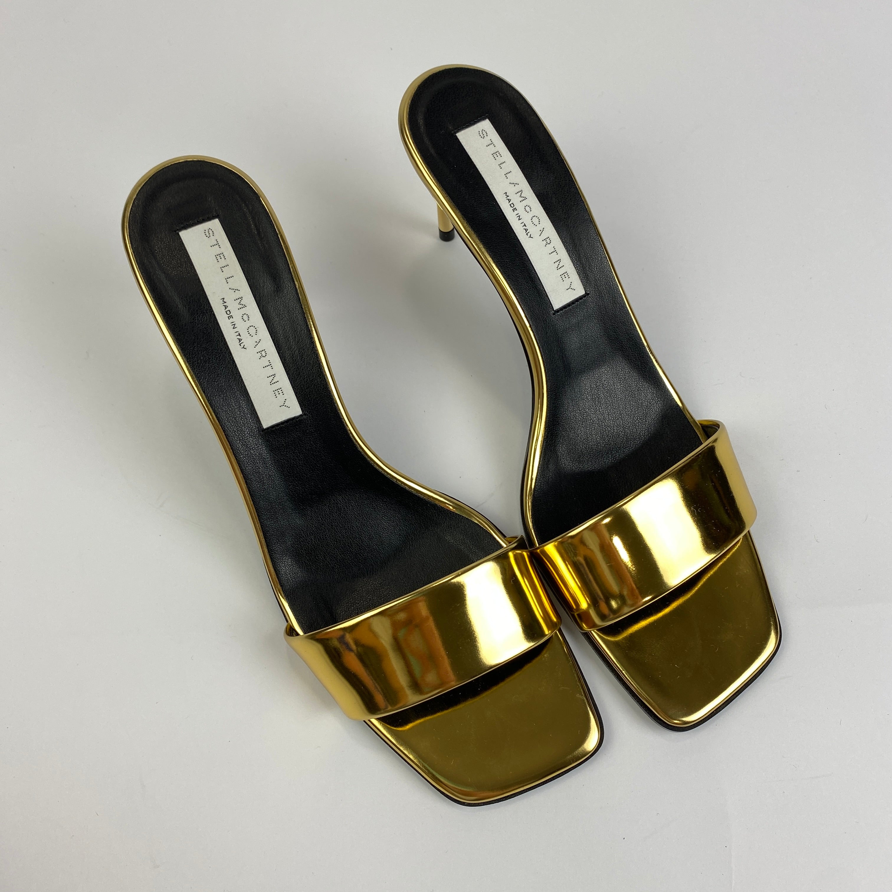 Stella McCartney New Gold Vegan Leather Mules 38.5