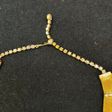 Alice Caviness Vintage 1950s Crystal & Gold Mesh Chain Necklace