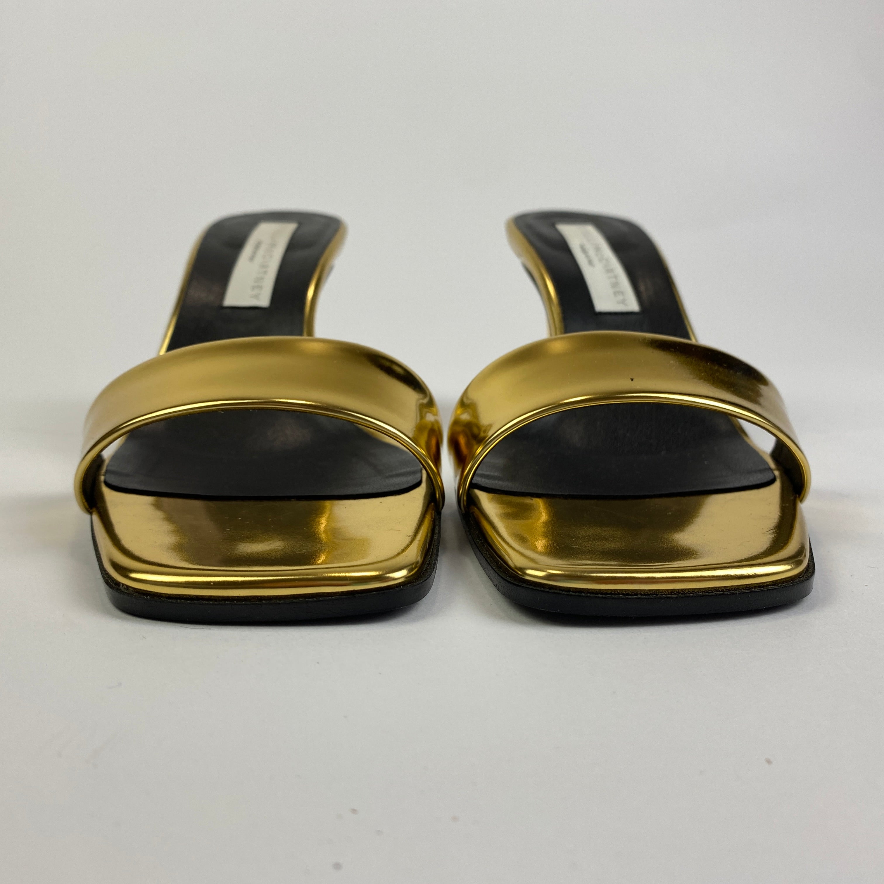 Stella McCartney New Gold Vegan Leather Mules 38.5