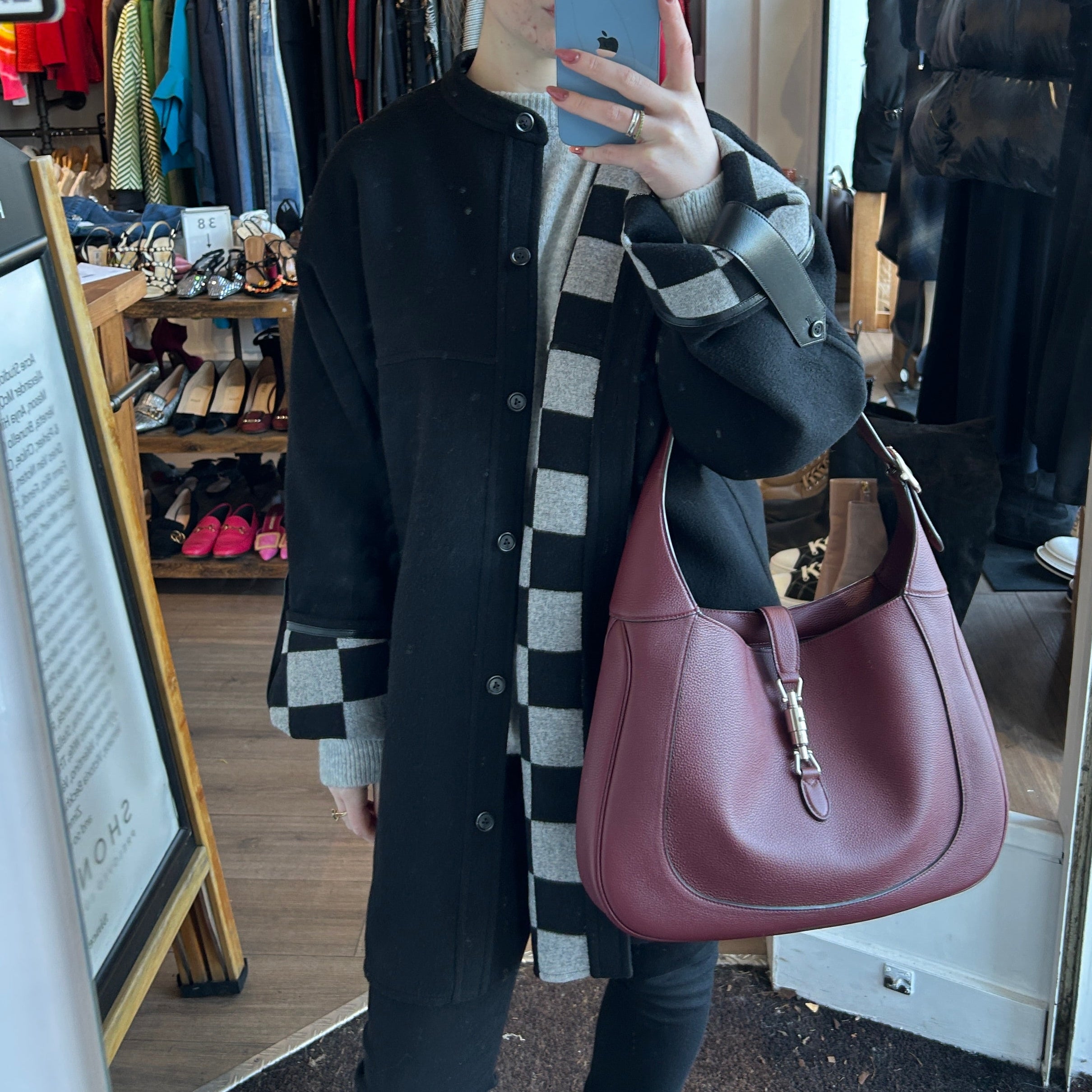 Louis Vuitton New £4250 Black & Daimer Print Coat M/L/XL